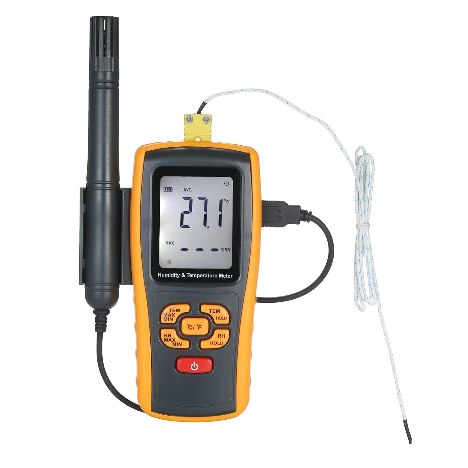 Detachable Digital Thermohygrometer with Connection and Hydrometer Industrial Thermo-Hygrometer Measuring Wet Bulb Dew Point Thermocouple Temperature image number 1