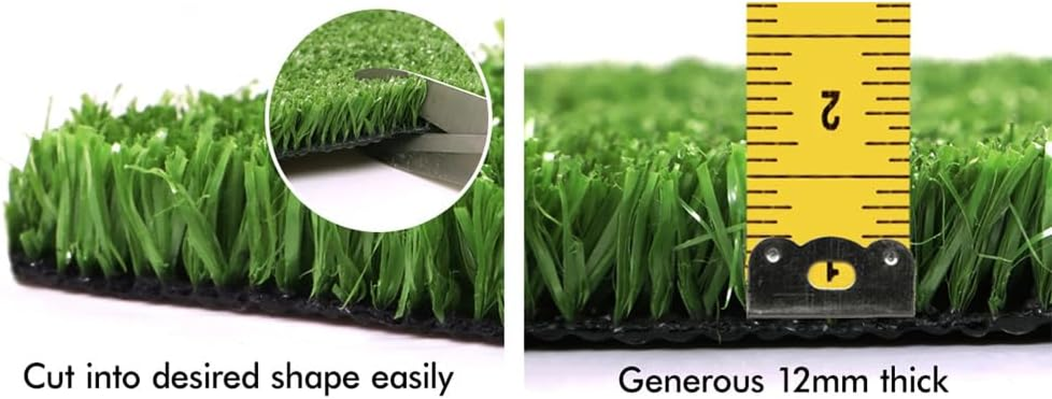 OTANIC Artificial Grass 10SQM Roll 2X5M Synthetic Turf Mat in 12Mm Pile Height, Indoor Outdoor Yarn Lawn Plant Rug, DIY Garden Grass Flooring Carpet with Drainage in Oliver Green image number 5