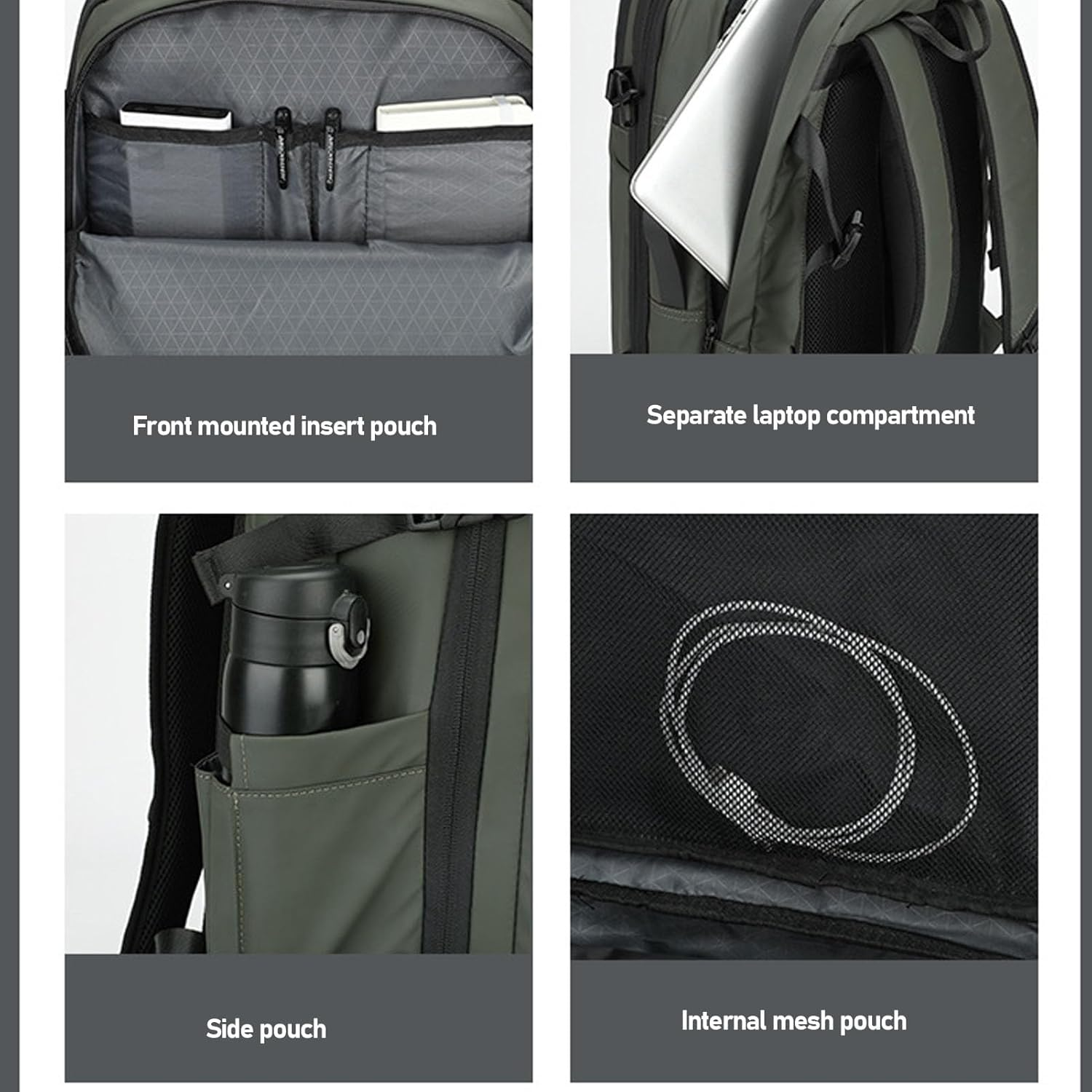 Focket Vacuum Backpack, Large Capacity Expandable Water Proof Laptop Backpack with Adjustable Chest Strap and Reinforced Handles, for Travel Business Trip Daily Use (Green) - Black image number 6