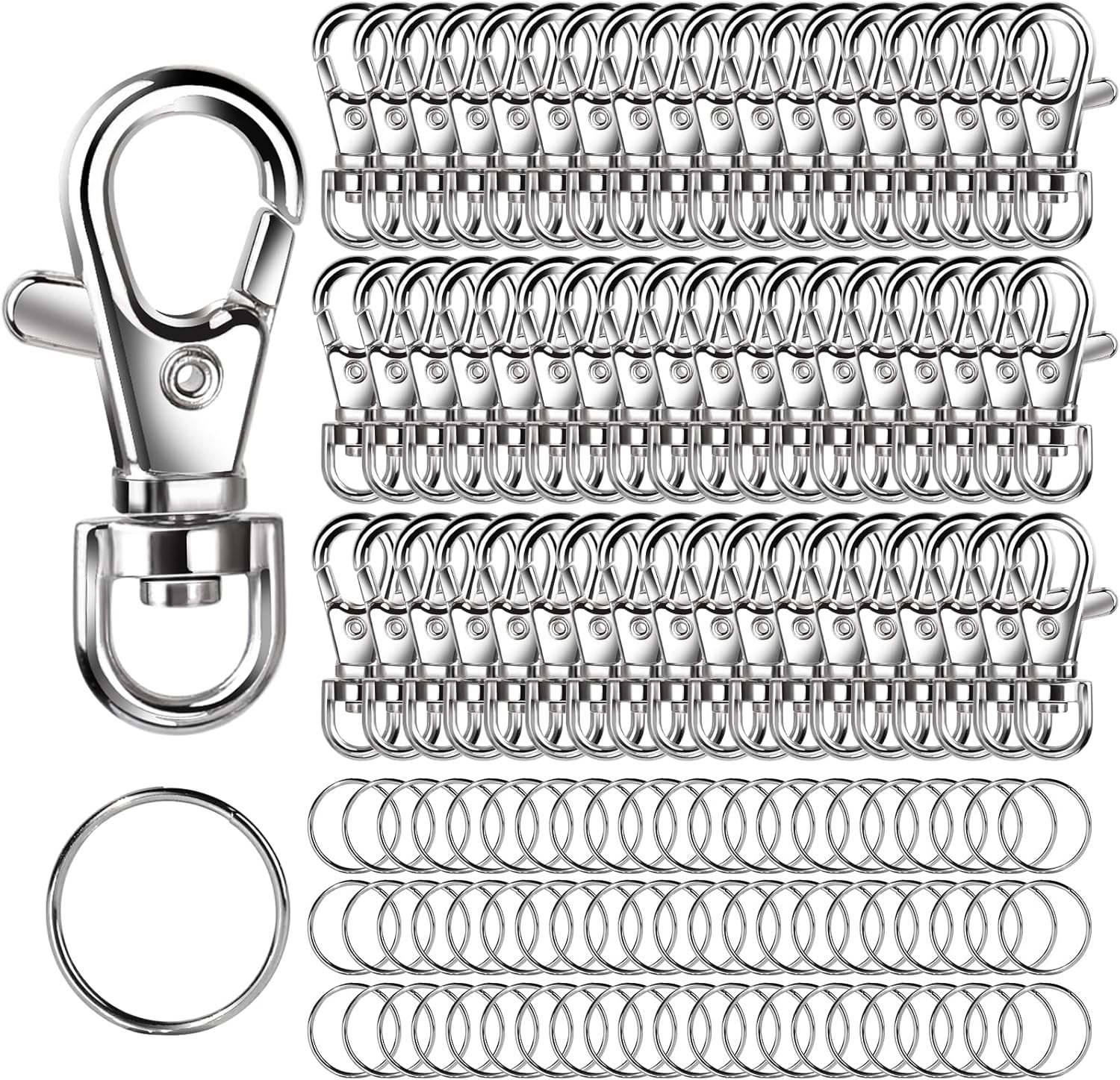Metal Swivel Snap Hooks with Key Rings, Small Keychains for DIY Crafts image number 6