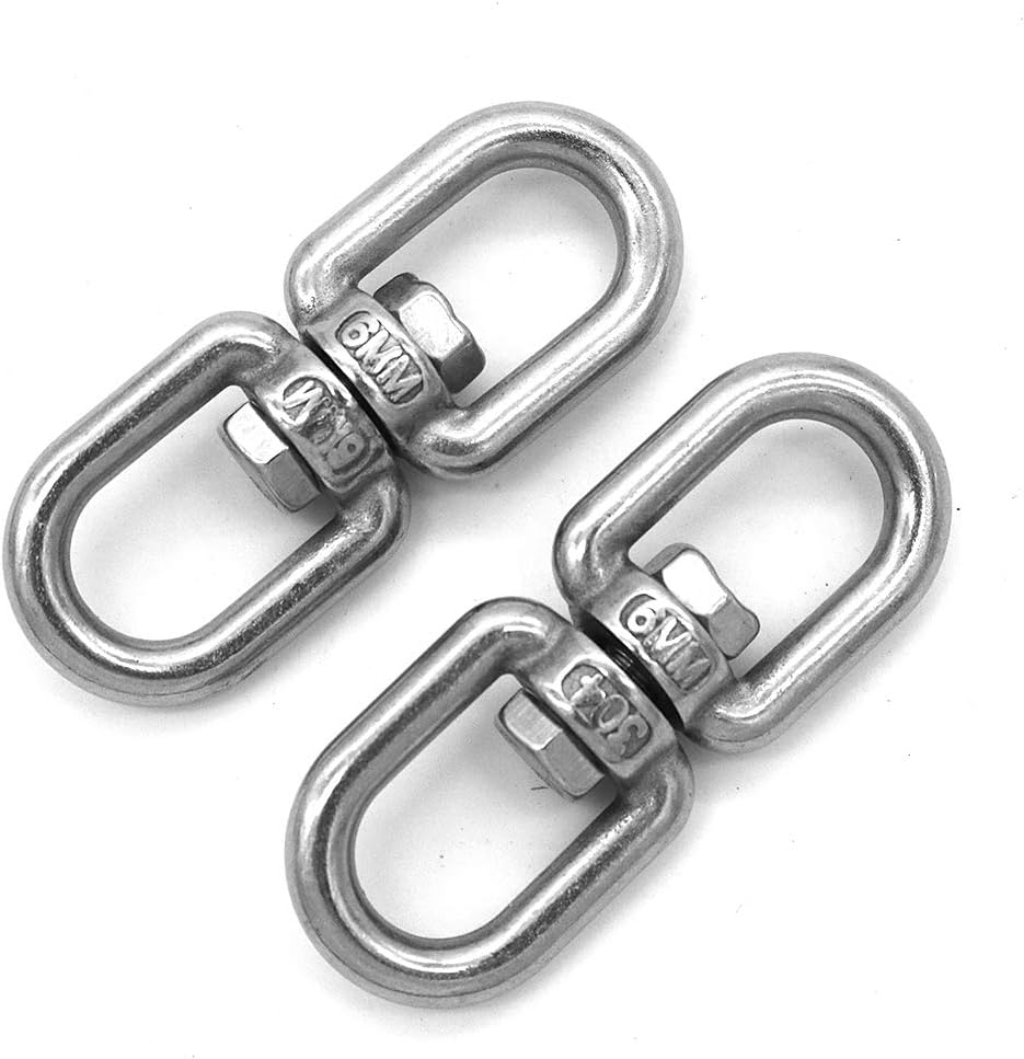 8 Pieces NUZAMAS M6 Double Ended Swivel Eye Hooks, 304 Stainless Steel Eye to Eye Swivel Shackle Key Ring Keychain Connector image number 6