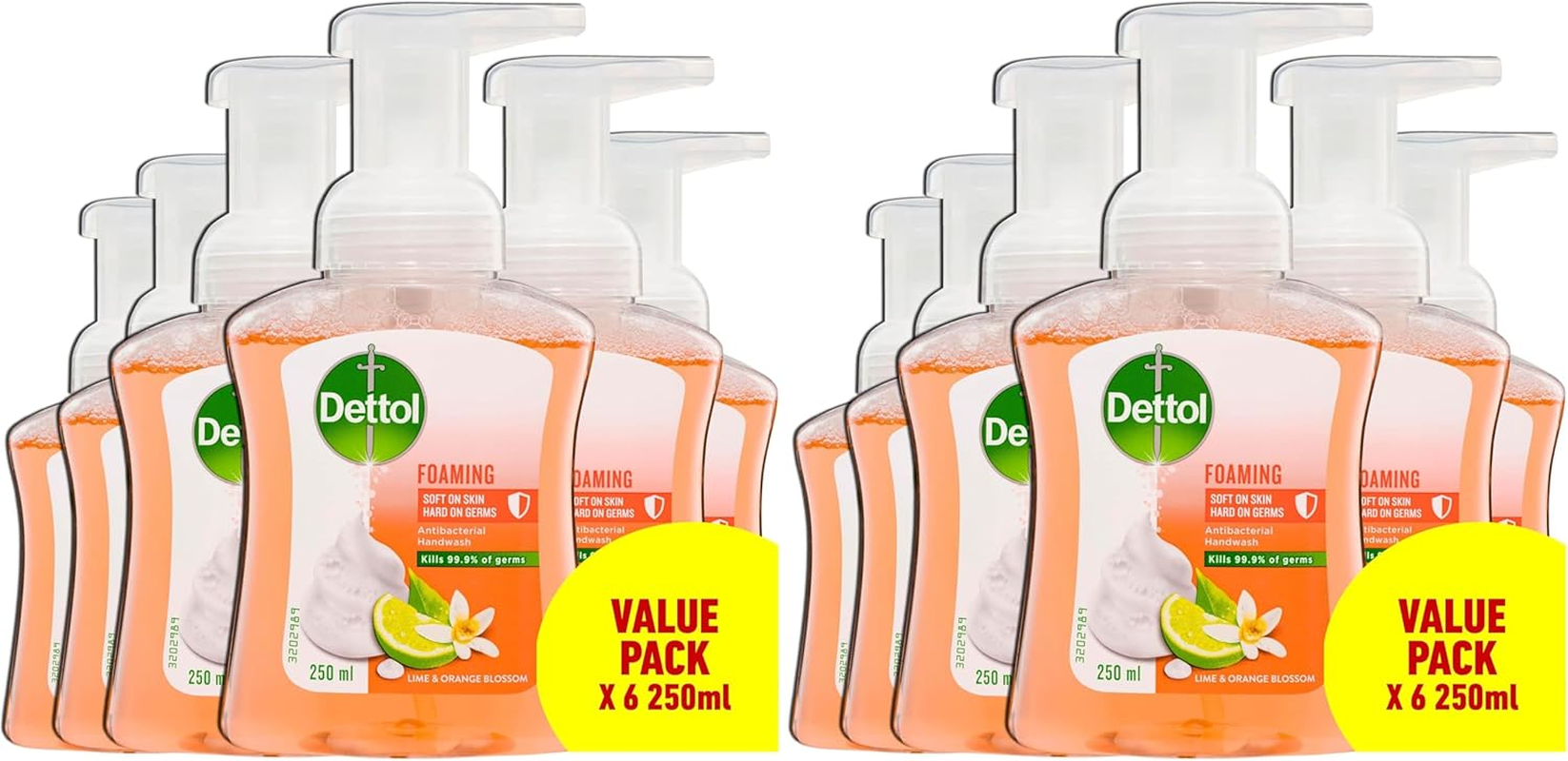 Dettol Antibacterial Foam Hand Wash Lime and Orange Blossom Pump, 250Ml X 12 Pack image number 1
