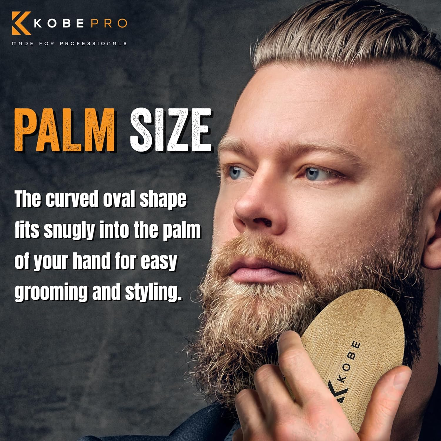 Kobe Palm Men'S Military Style Boar Bristle Hair Brush/Beard Brush - Hand Sized Beard Brush for Men - Perfect for Beard Care - Works Well with Beard Oils (Bamboo) - Beech image number 2