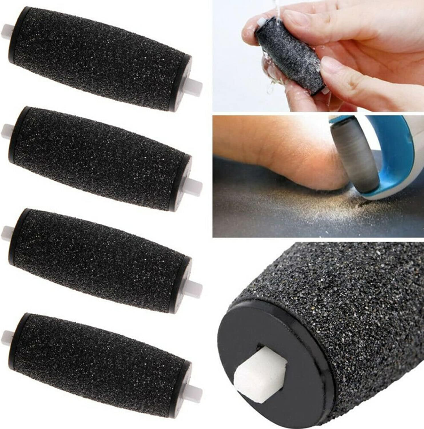 For Scholl Velvet Smooth Express Pedi Foot File Roller Head Refills Foot File Roller Callus Remover (Black) image number 3
