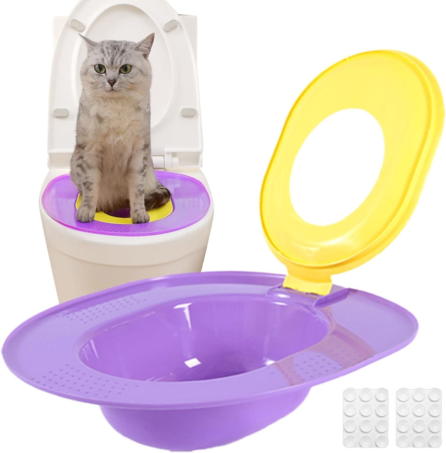 Bomefoi Cat Toilet Seat,Cat Toilet Training Kit - Portable Safe Urinal Potty Reusable Removable for Kitten Pet Travel Home RV