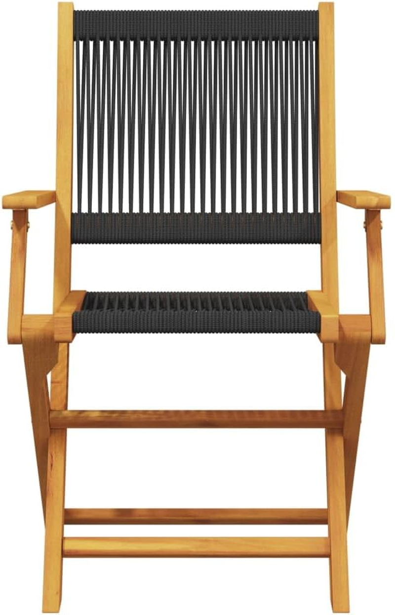 Vidaxl Folding Garden Chairs &ndash; Solid Acacia Wood, Black, 54X57X91 Cm &ndash; Set of 4 Outdoor Dining Loungers for Gardens, Patios, Balconies - Black image number 1