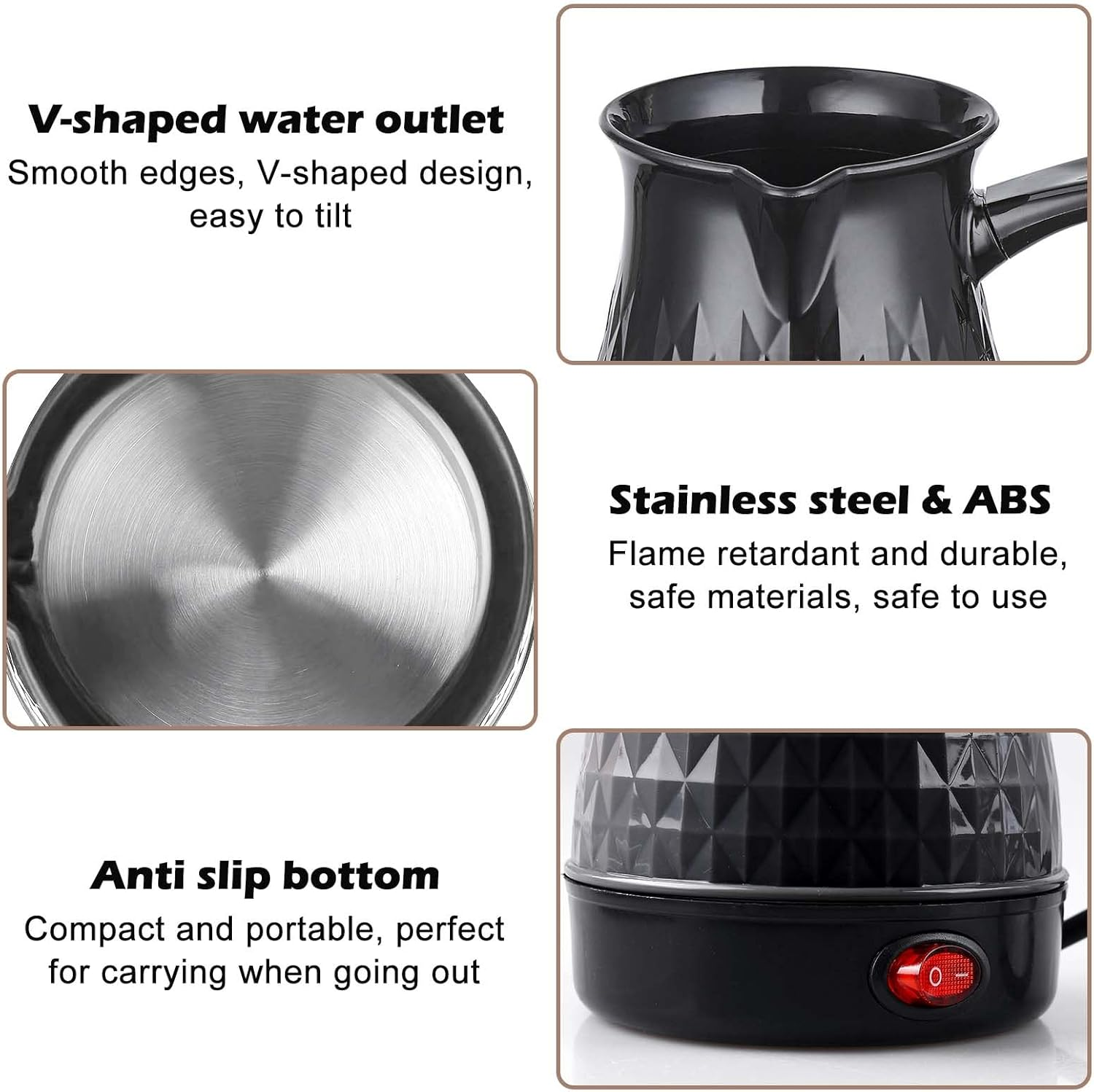 Electric Coffee Pot, 500 Ml, 600 W Electric Turkish Coffee Pot, Electric Coffee Pot, Washable Coffee Pot, Electric Turkish Coffee Pot for Home, Office, Mocha & Tea image number 1