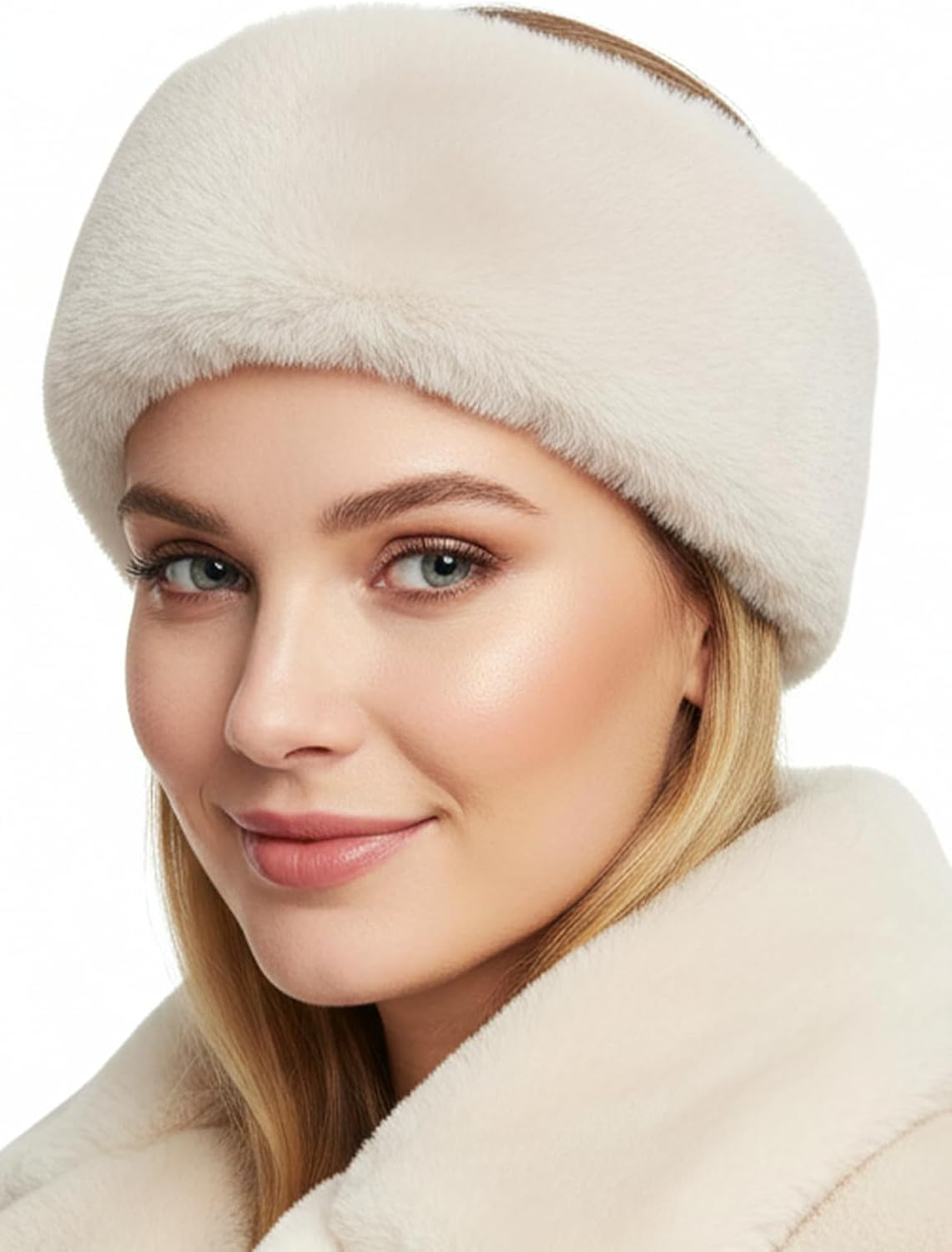 Trifolium Winter Faux Fur Headband for Women Fancy Ear Warmer with Stretch Fluffy Elastic Headband (One Size Maroon Rabbit Hdb6387-Rab-Wrd)