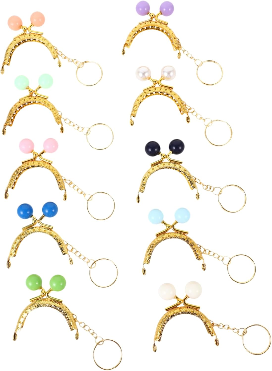 Tofficu 10Pcs Metal Purse Clasp Frame for DIY Handbag Craft Keychain Wallet Accessory Bag Bead Lock Clasp for Women Coin Purses Pouches image number 2