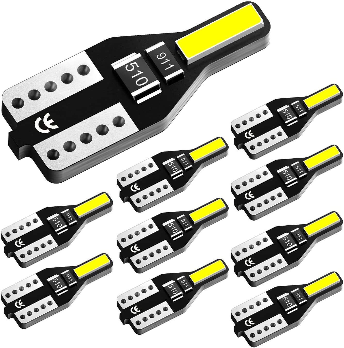 194 LED Interior Bulb 168 Bulb T10 2825 LED Car Bulb Super Bright 2SMD 7020 Chips for Car Interior Dome Map Door Courtesy License Plate Lights, 6000K White Pack of 10Pcs image number 4