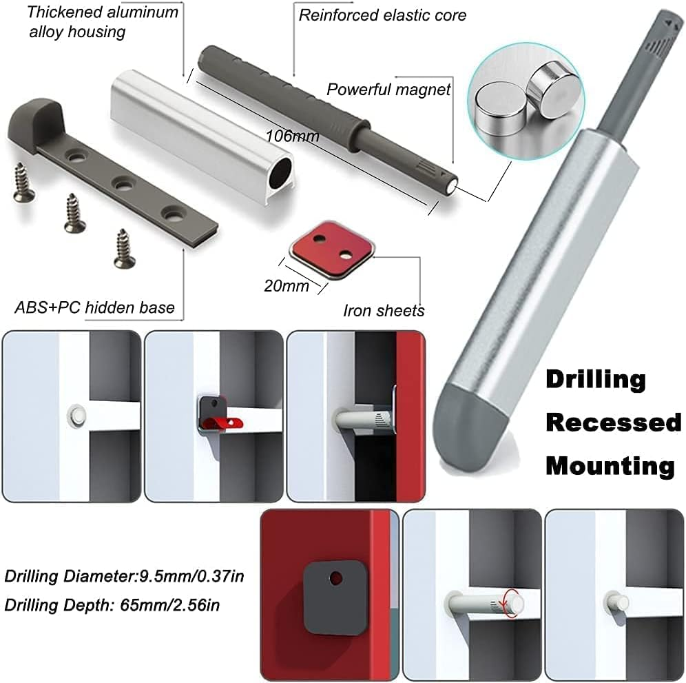 Magnetic Push Latches for Cabinet 16 Pack Drawer Push to Open Door Latch Heavy Duty Touch Latch Hardware Push Release Latch and Catch RV Closet Magnet Press to Open Kitchen Cupboard Strong Pop Out image number 4