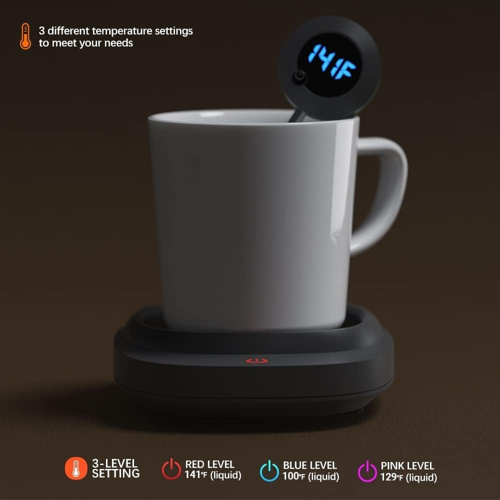 Coffee Warmer Black Coffee Mug Warmer & Cup Warmer for Office Desk Use, Electric Beverage Warmer with Three Temperature Settings, Coffee Warmer for Cocoa Tea Water Milk with Auto Shut off (NO Cup) image number 5