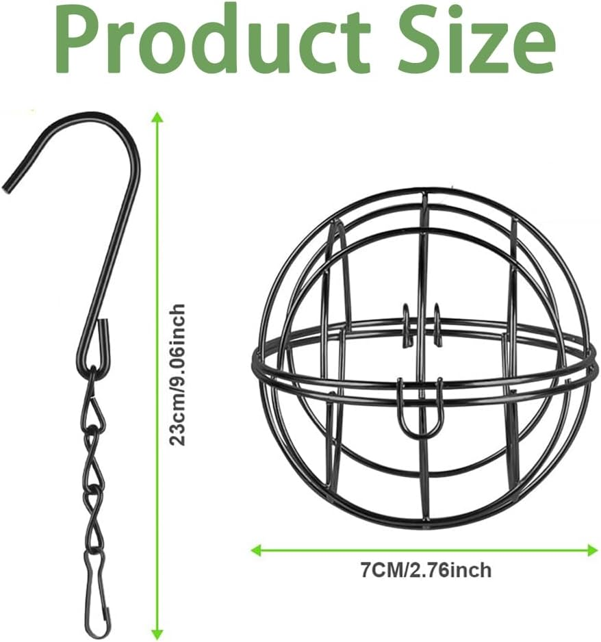 4Pcs Fat Ball Bird Feeders, Hanging Metal Bird Holder with S-Shaped Hooks for Outdoor Garden Wildlife Birds Finch Sparrow Robin image number 6