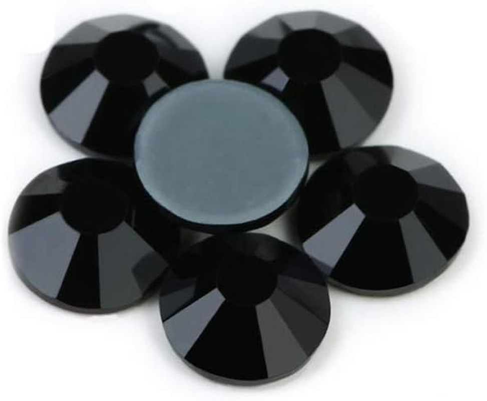 Crystal Rhinestones Hot Fix Crystals for Crafts Clothes Flatback Glass Crystal for Decoration round Gems (Jet Black SS20 1440PCS)
