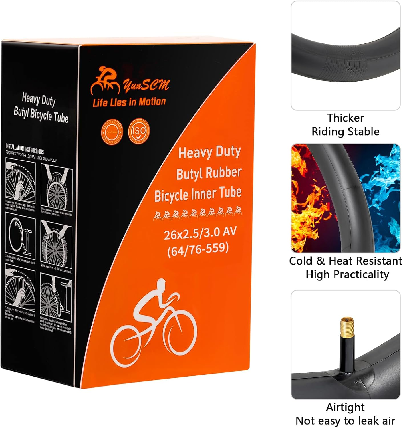 Yunscm 2 Pcs,26X3.0 Bike Tubes Heavy Duty,Schrader Valve 32Mm,26X2.5/3.0 Bike Inner Tubes,Mountain Bike Tube 26X2.5/2.6/2.75/2.8/3.0,Fat Bike Tubes 26X3.0 image number 6