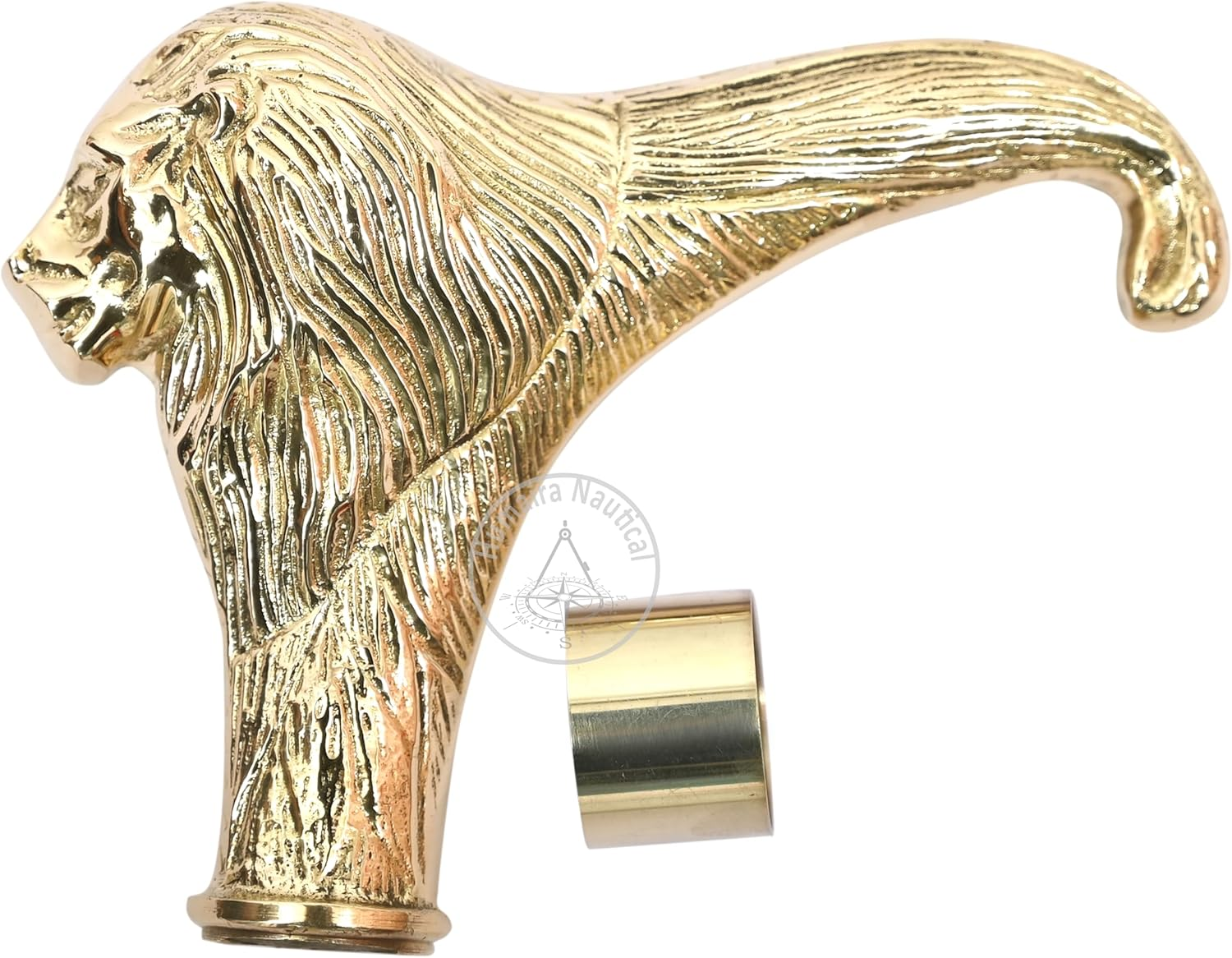 Humaira Nautical Solid Brass Lion Head Handle Wooden Walking Stick Cane Vintage Designer Handmade image number 6