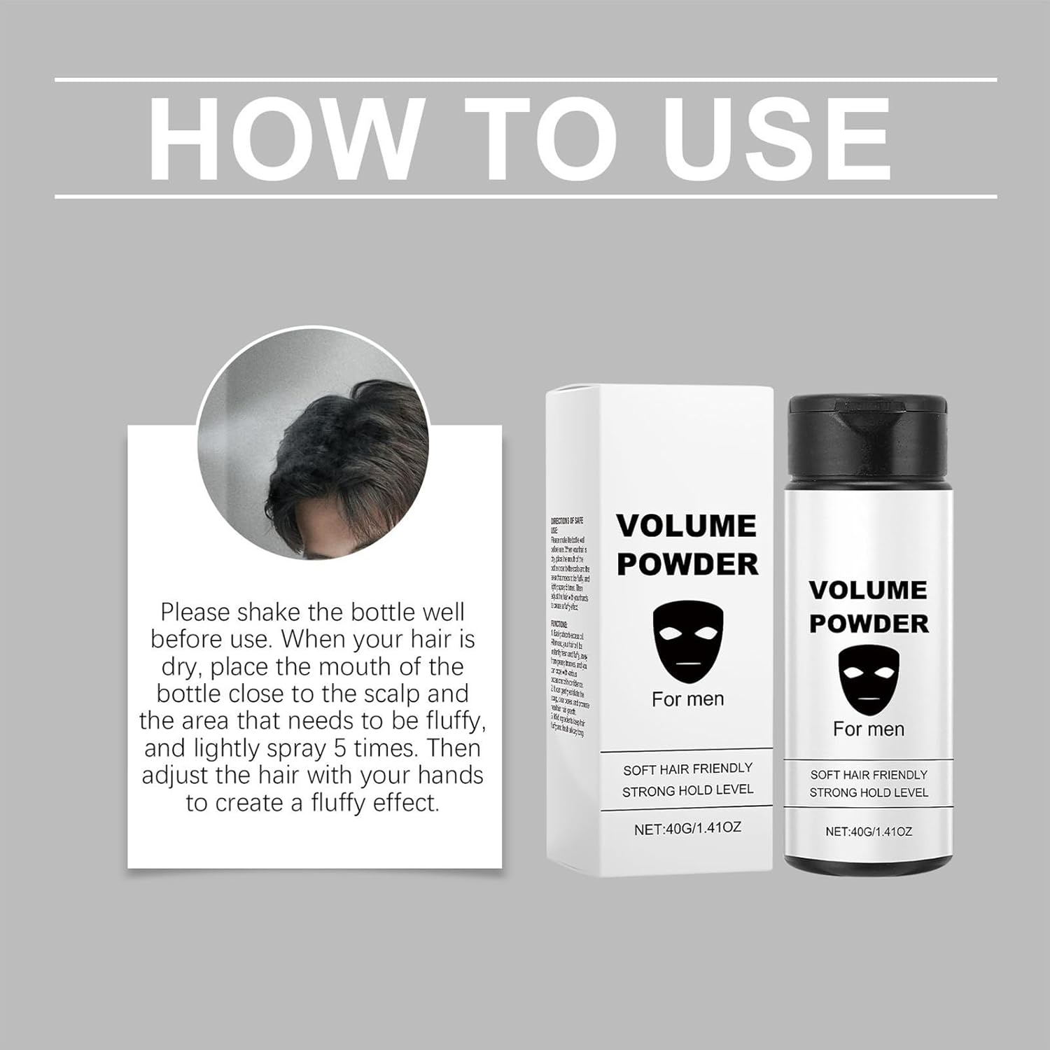 Texture Powder for Men, Long-Lasting Setting, Hair Styling Texturizing Powder, Mild Setting Powders, Gives Instant Texture and Volume, for Parties, Birthdays, Business Trips, Dates image number 5