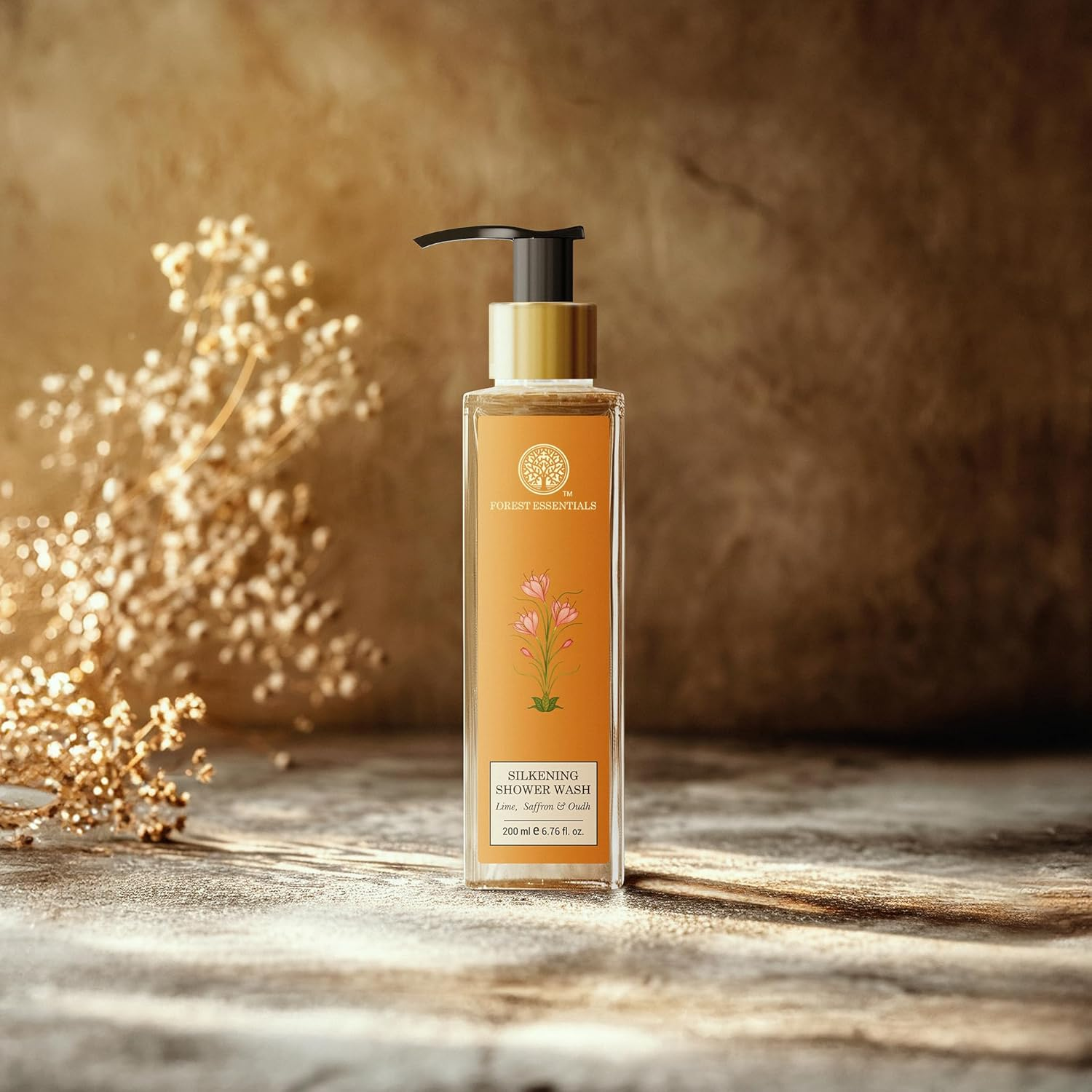 Forest Essentials Silkening Shower Wash Lime Saffron Oudh | Ayurvedic Natural Body Wash for Soft & Smooth Skin | Paraben Free & Sulphate Free Shower Gel