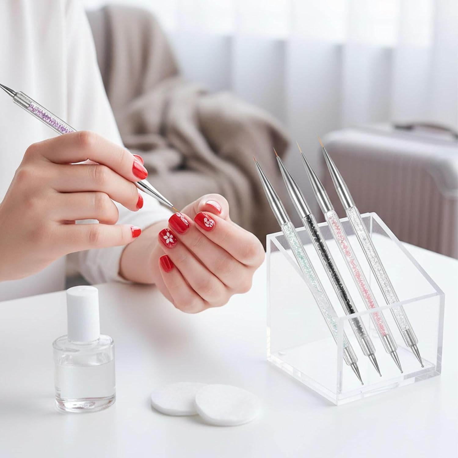 Unron 5 Pcs Double Ended Stainless Steel Acrylic Nail Brush Set for Nail Art, Durable Manicure Brush Pen Tools for Salon and Home DIY Use &ndash; Unron image number 2