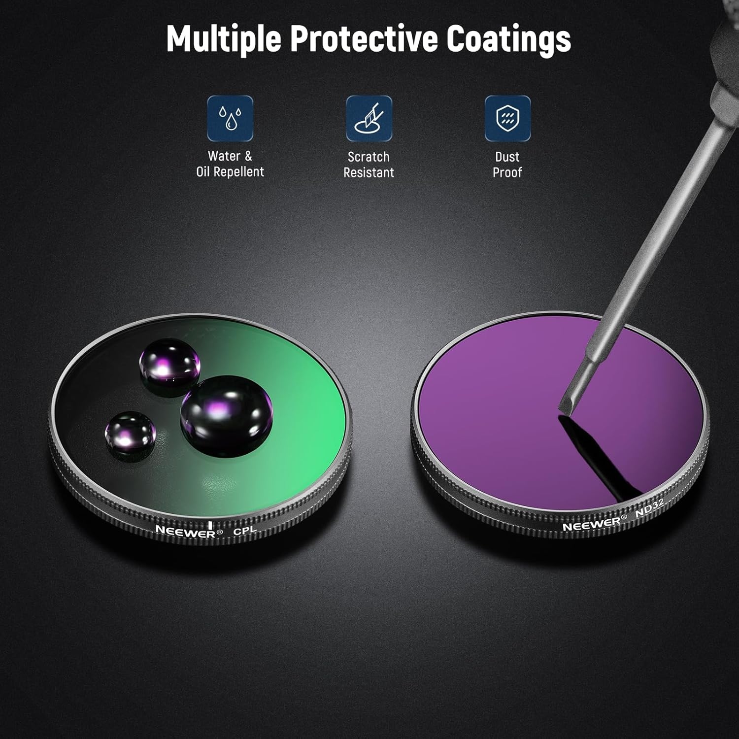 NEEWER Snap on ND Filter Set Compatible with DJI Osmo Action 3/4/5 Pro, 4 Pack ND8+ND16+ND32+CPL Neutral Density Polarizing Action Camera Accessories, Multicoated HD Optical Glass, FL-A76 image number 4