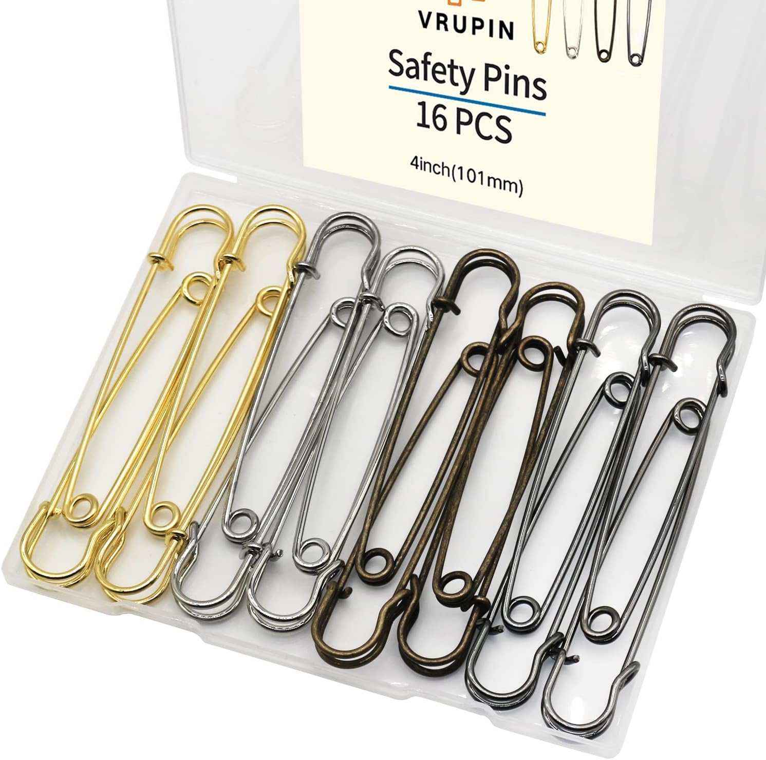 Vrupin 16Pcs Extra-Large 4Inch Safety Pins for Crafting, Heavy Duty Blanket Pins Bulk Steel Fasteners for Blankets Crafts DIY Craftsmanship Skirts Kilts Brooch Making image number 5
