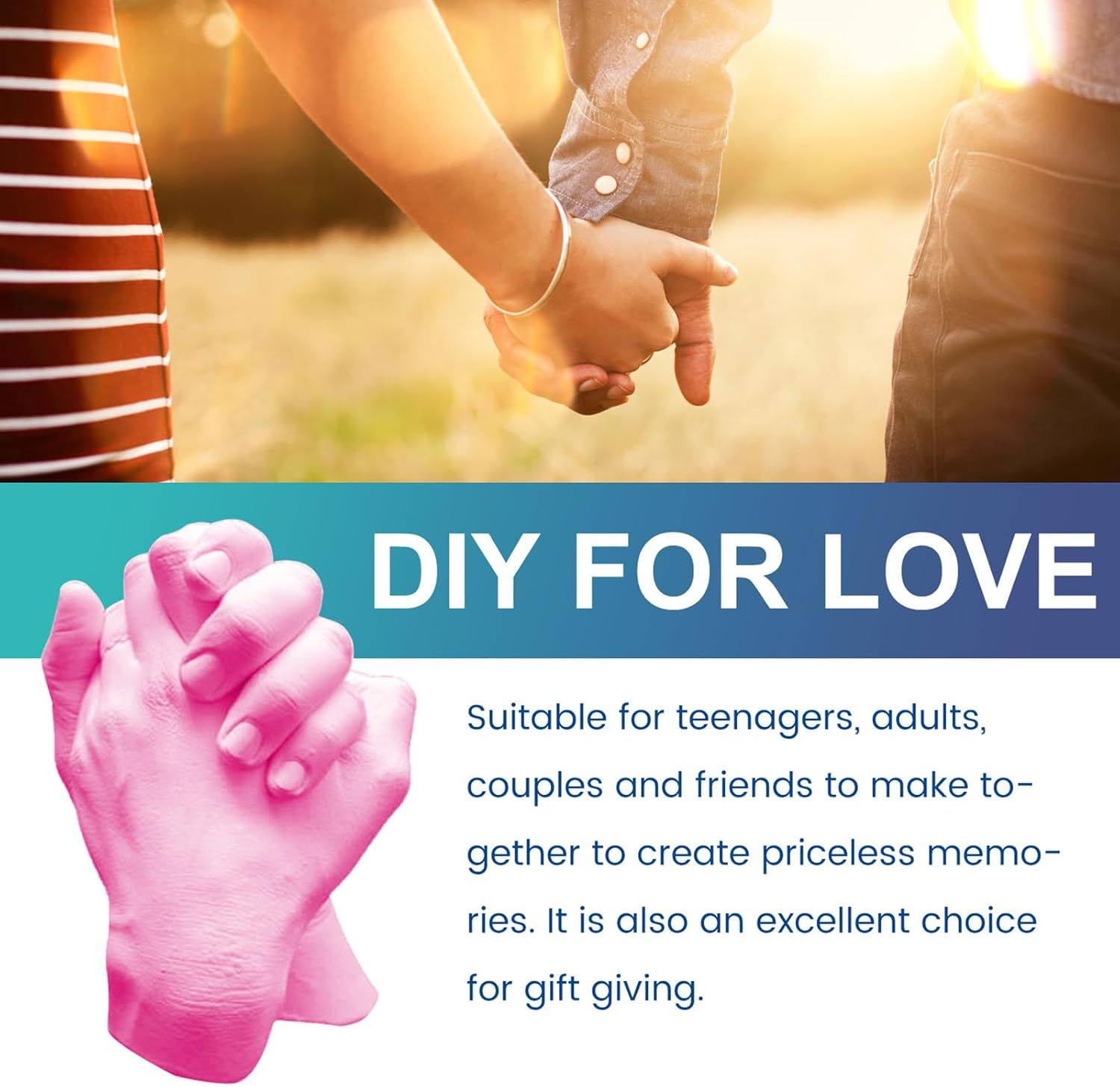 Hand Kit for Couples, Handmade Sculptures for Making Statues | Romantic Activities for Couples, Memorial Sculpture for Crafts for Home Exhibition image number 3