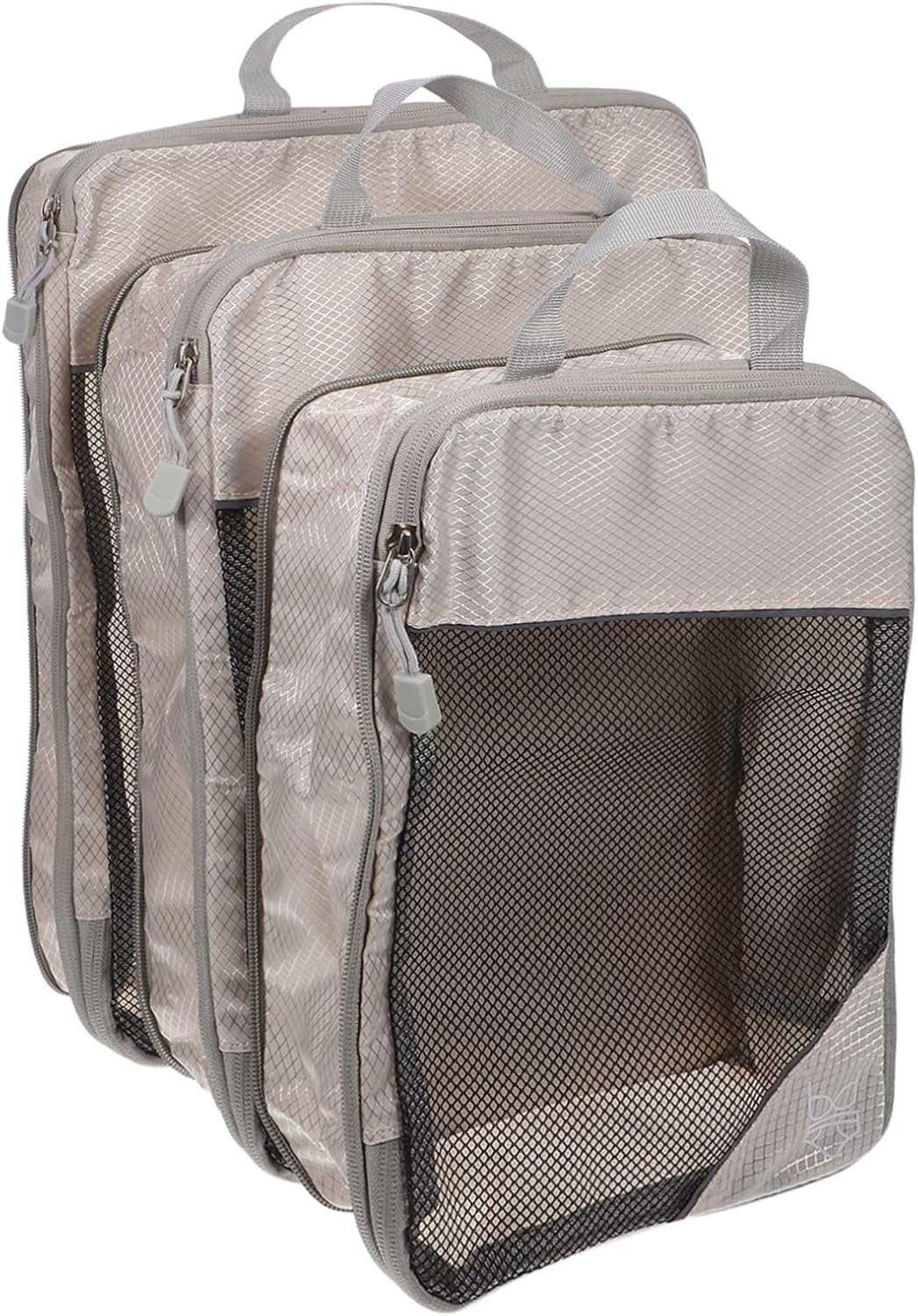 Hohopeti 3PCS Expandable Compression Packing Cubes for Suitcase Beige Travel Organizer Bags Lightweight Luggage Storage Bags for Clothes and Accessories image number 6