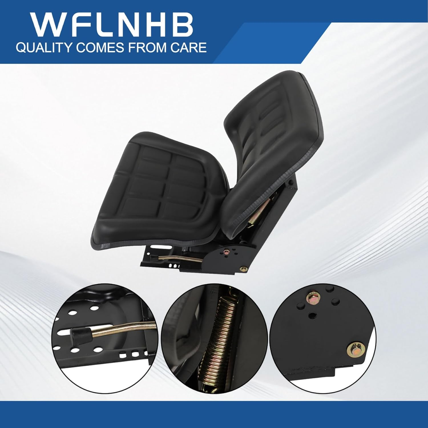 WFLNHB Black Adjustable Tractor Suspension Seat with Tilt Replacement for Massey Ferguson 230 231 234 234H 234S 235 240 245 250 254 255 image number 3