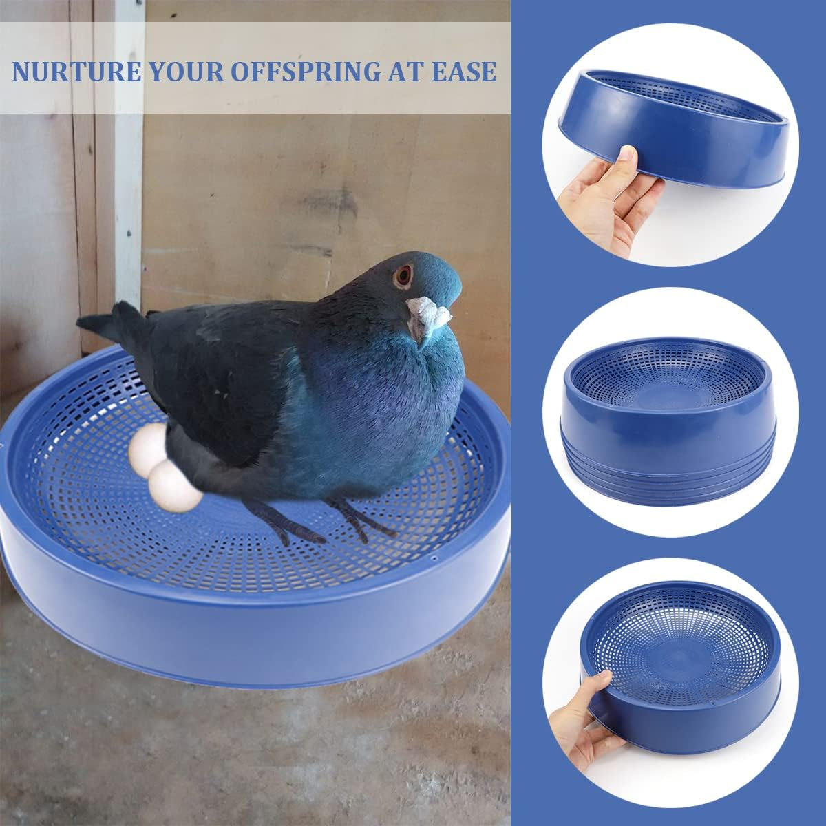 10 Pcs Plastic Pigeon Nest Bird Nest Bowls Pigeon Nest Bowl Breeding Hatching Nest for Pigeons Quails Breeding Hatching (Blue) image number 2