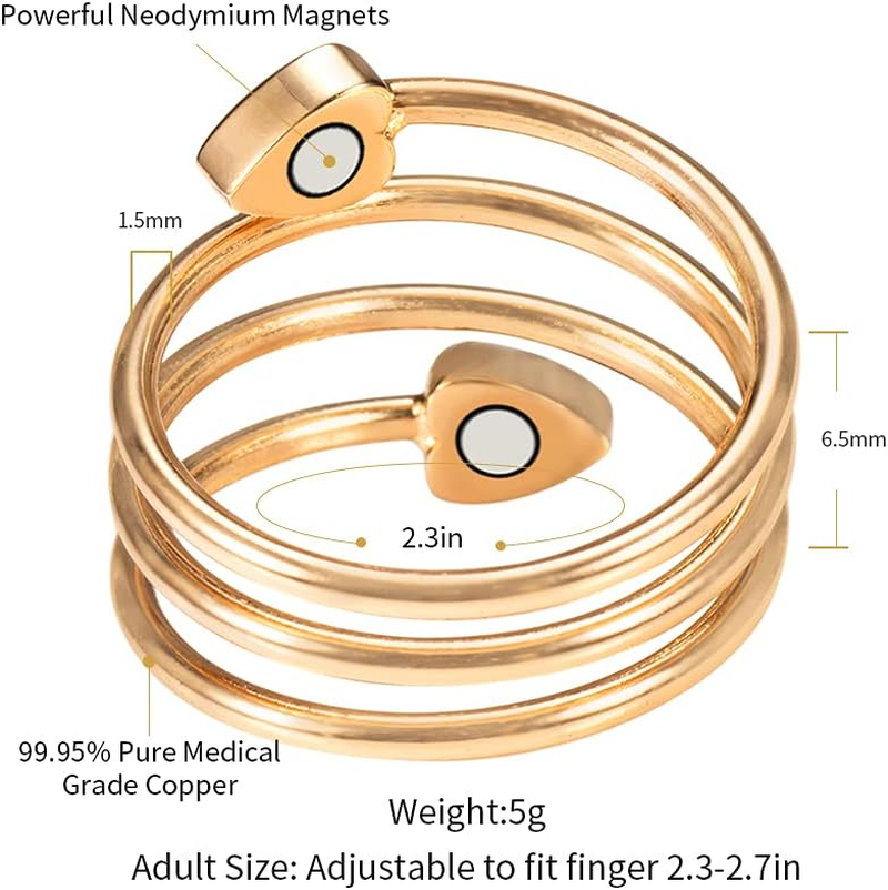 Enercoppex Copper Rings for Women for Arthritis and Joint, Men'S Magnetic Therapy Rings Healing Copper Ring, Solid Copper Copper Ring for Fingers Thumb