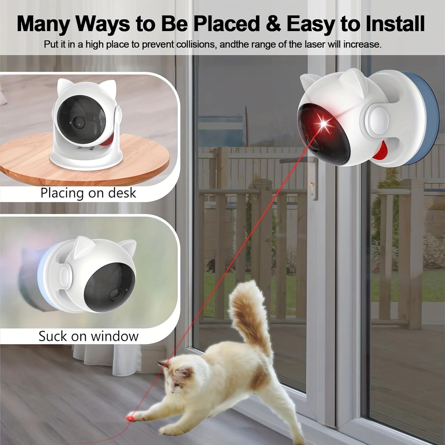 PAWCHIE Cat Laser Toy,Automatic Cat Toys with 3 Speed Modes,Usb Rechargeable Interactive Cat Toys for Cat Exercise/Play/Chase (Trajectory Cat Laser Toy) image number 1