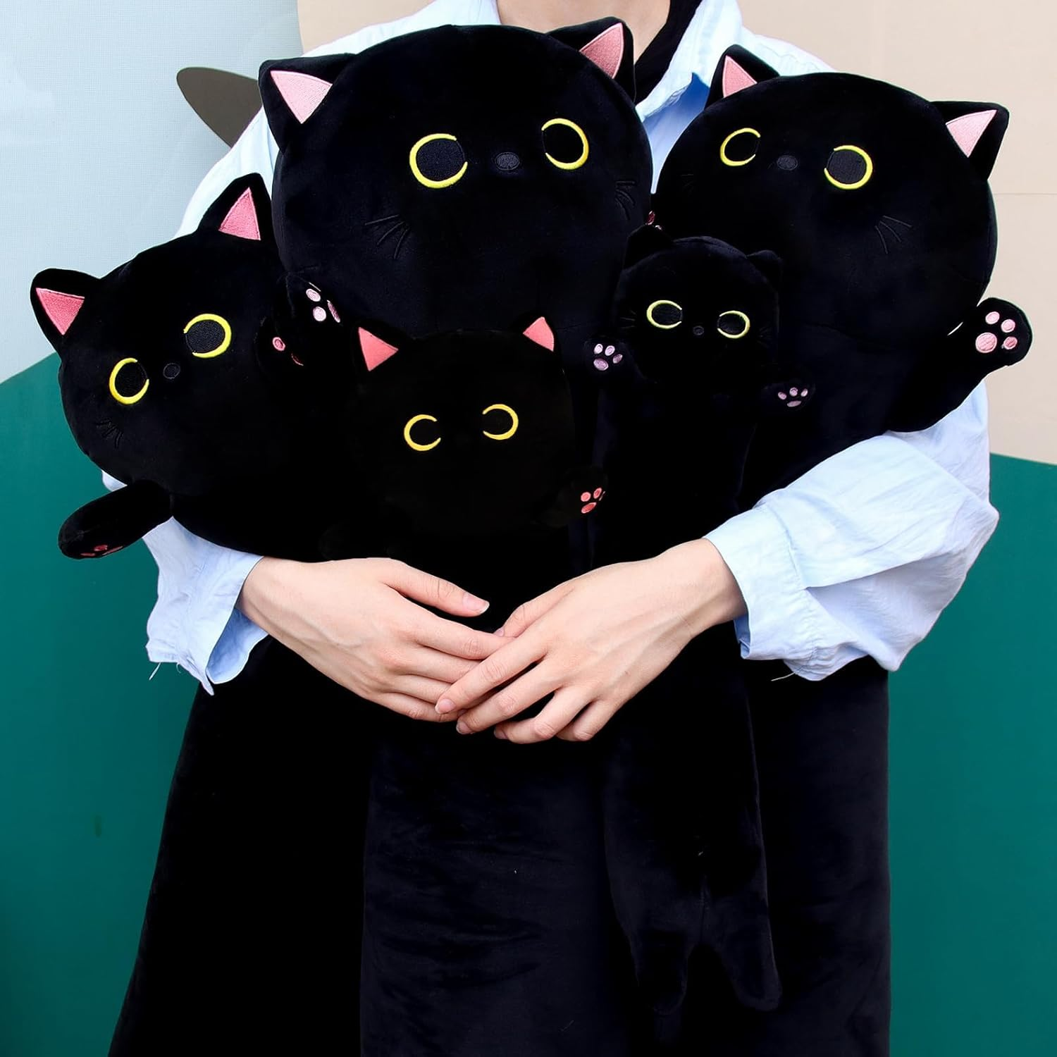 MUFEIRUO Long Cat Plush Body Pillow, 33'' Cute Stuffed Animals Soft Plushie, Black Pillow Kawaii Toys for Kids Birthday Valentines Day Gifts, 90Cm image number 4