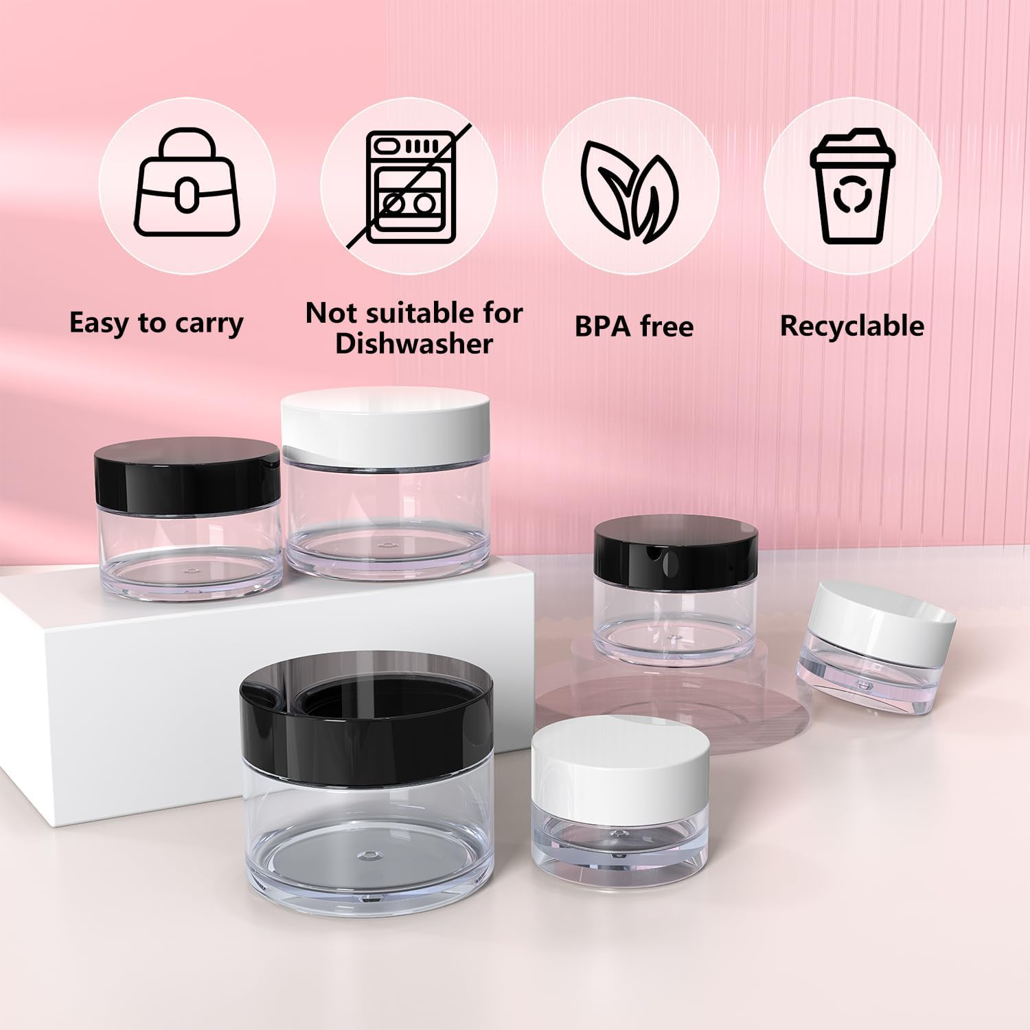 Travel Containers for Toiletries, Plastic Travel Size TSA Approved Containers with Lids, Leak-Proof Travel Essentials Jars for Cosmetics Moisturizer Creams Lotion (6 Pieces) image number 4