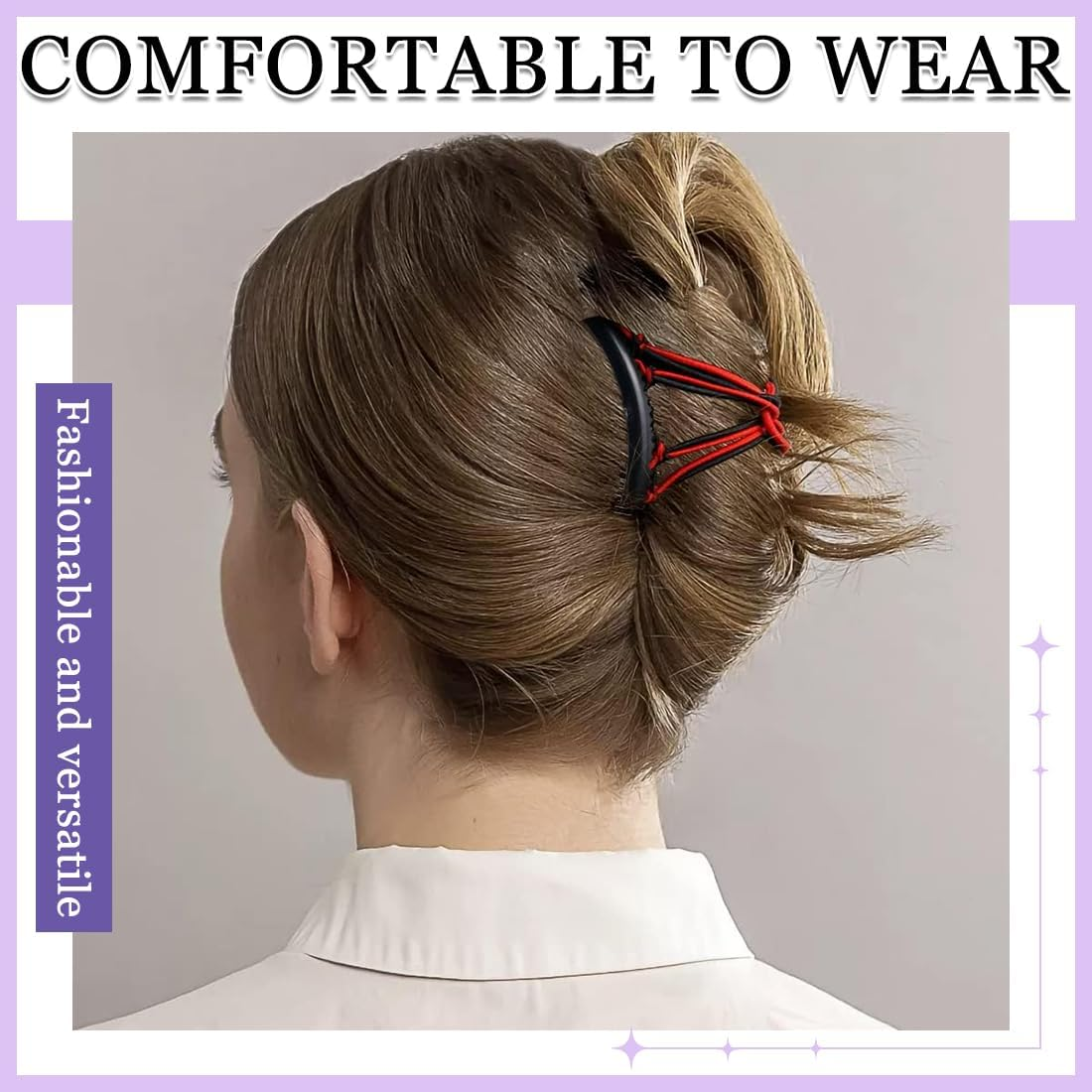 2 Pieces Hair Combs Hair Clips for Women Fashion Elastic Hair Clips with Double Comb Hair Clip Accessories DIY Hairstyle Design for Women and Girls image number 5