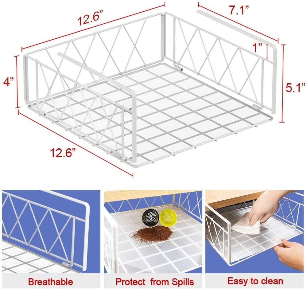 Metal Hanging Basket Shelf, Pack of 2, Bronze, under Cabinet, Kitchen Storage, L X D X H: 32 X 32 X 12.9 Cm image number 5