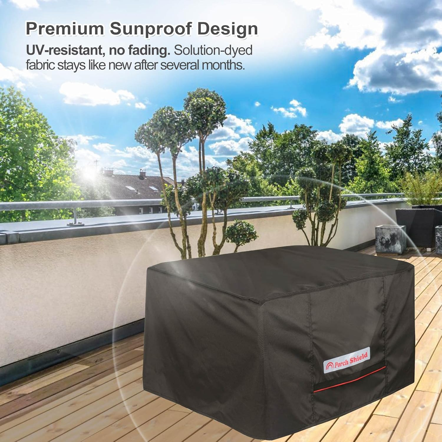 Porch Shield Square Patio Fire Pit Cover Fade Resistant Waterproof Outdoor Firepit Cover 36 X 36 Inch for Gas Propane Fire Table image number 3