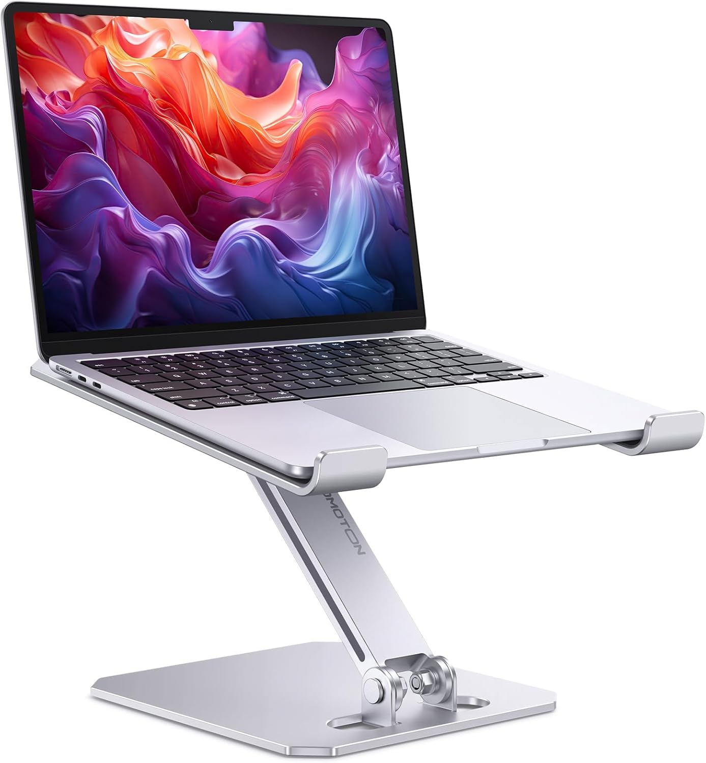 OMOTON Laptop Stand for Desk, Ergonomic Adjustable Computer Stand Aluminum Portable Desktop Laptop Riser Holder for Macbook Air Pro, Dell, HP and All Tablets up to 15.6", Glossy Silver image number 2