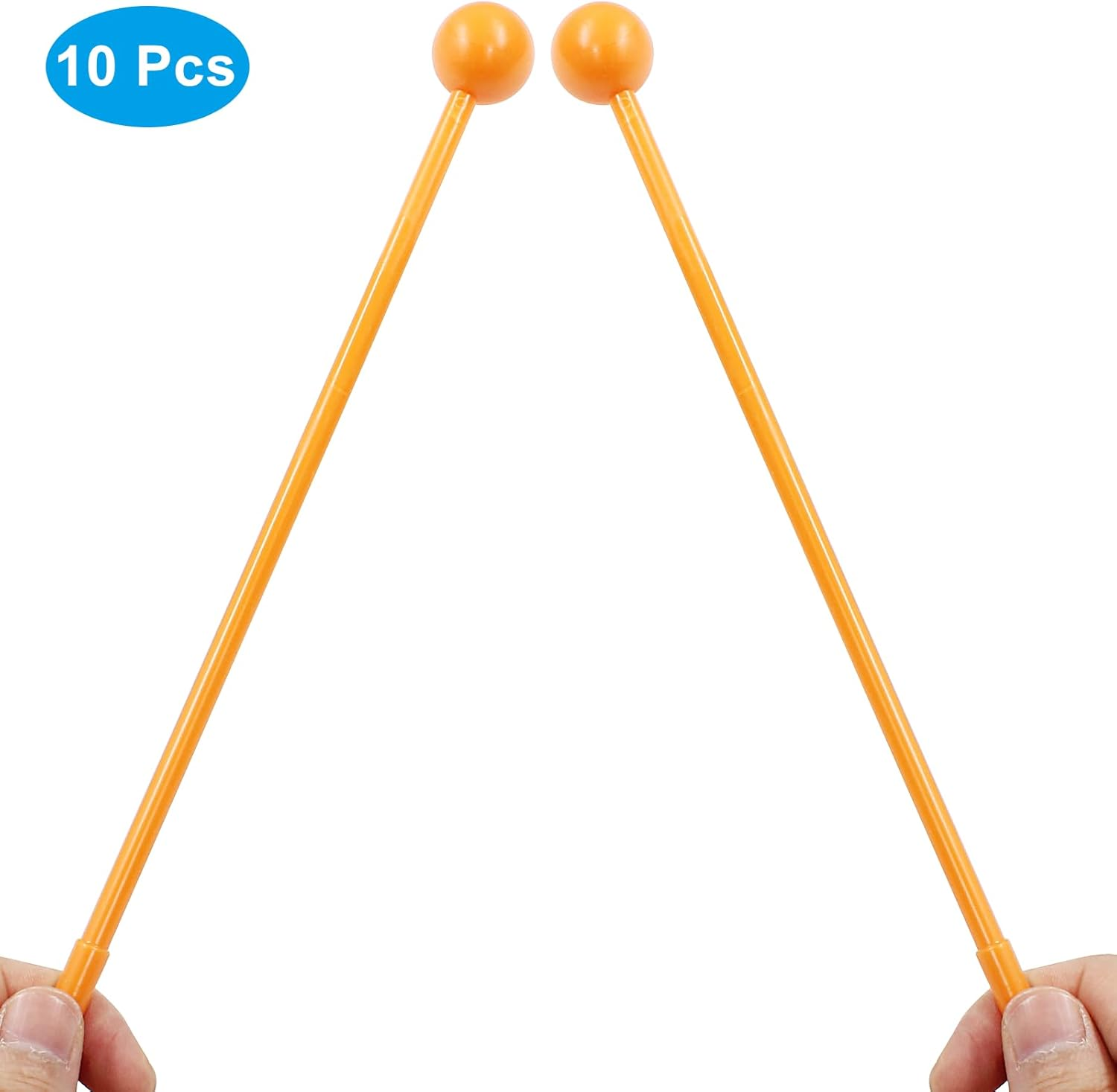 10Pcs Plastic Glockenspiel Mallets 12.2 Inch Bell Mallets Xylophone Mallets Drum Percussion Sticks for Xylophone Drum Instrument Band, Orange image number 6