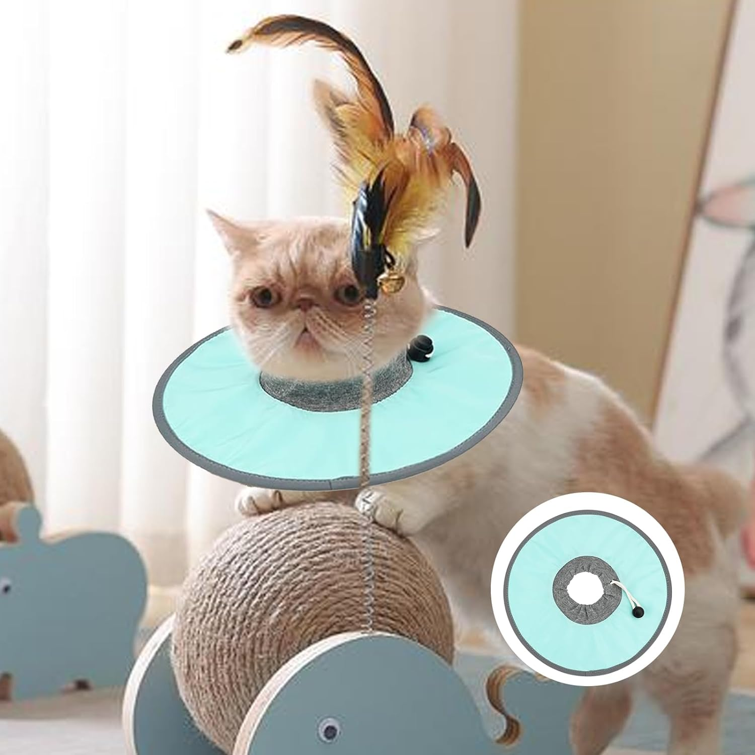 NIYATA Cat Collar, anti Licking Soft Foldable Adjustable Elizabethan Collar Post Surgery Recovery for Cats Leak-Proof Waterproof (Green) image number 4