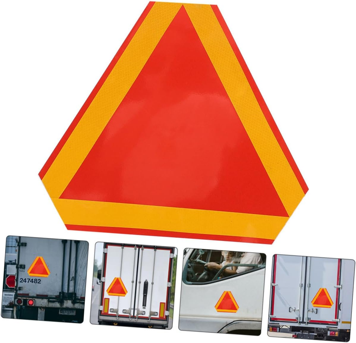 Luxshiny Reflective Warning Triangle Sign Slow Moving Vehicle Caution Board for Trucks and Low Speed Vehicles Road Safety Reflector image number 4