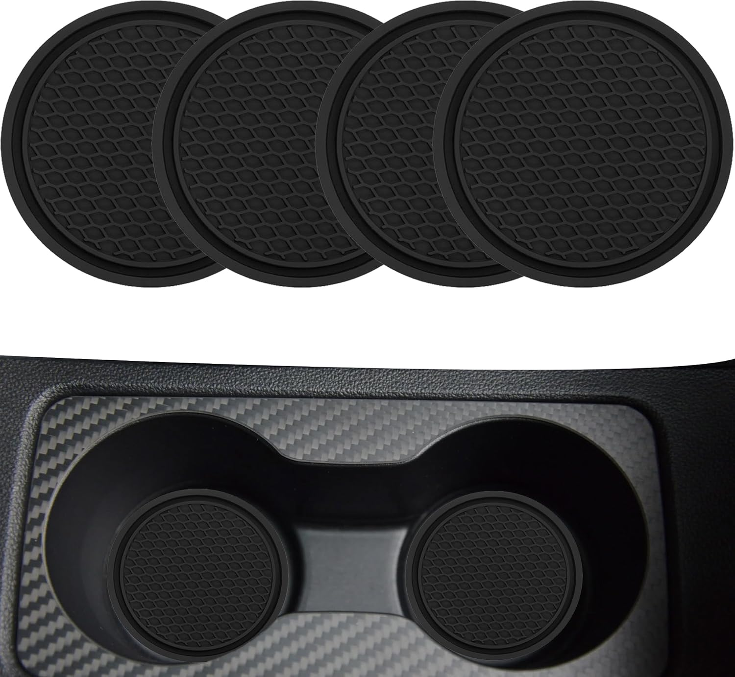 4 Pcs Car Accessories,Car Accessories Interior,Universal Anti-Slip Coasters,Automotive Accessories for All Cars (Black)