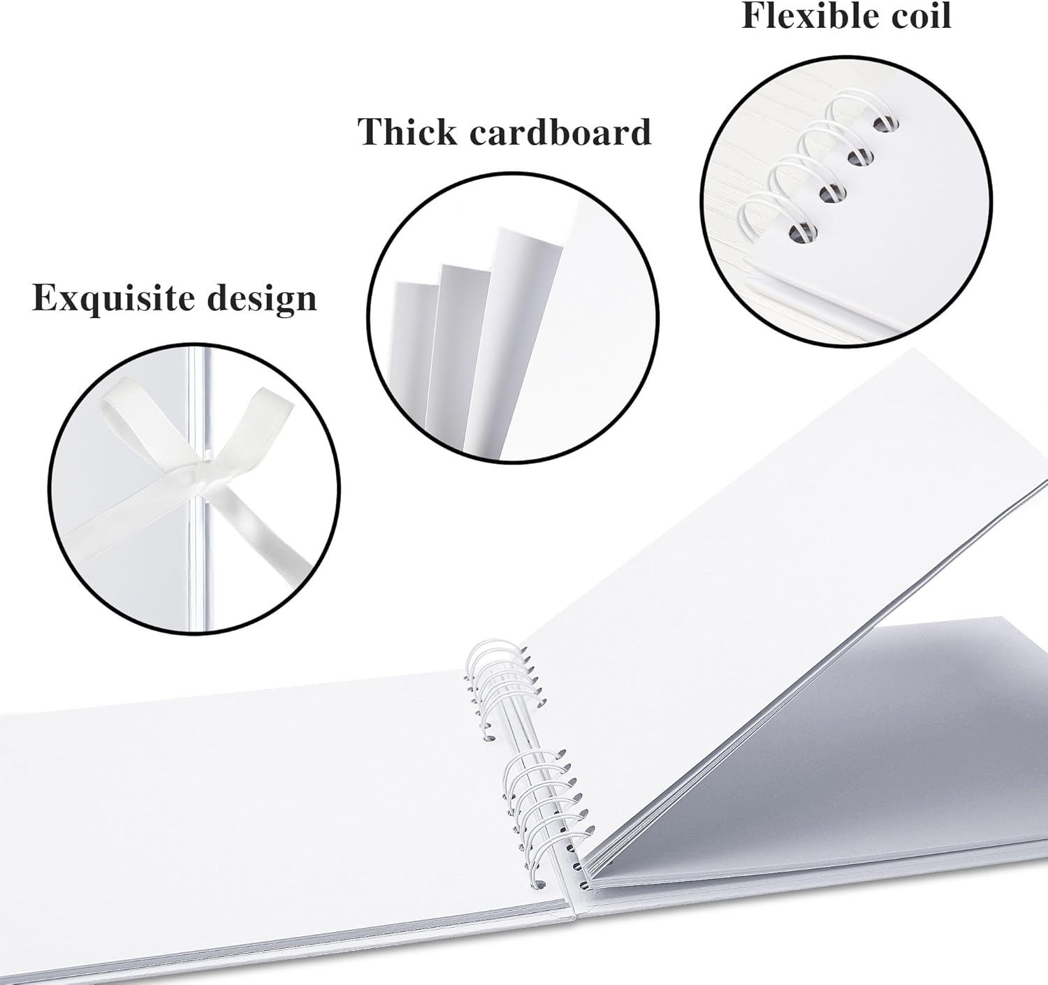 Scrapbook Photo Album 40 White Pages Scrap Book Memory Book 8.5 X 11.5 Inch Guest Book Scrapbook Album Accessories with Corner Stickers for Baby Shower, Wedding, Travelling White image number 2