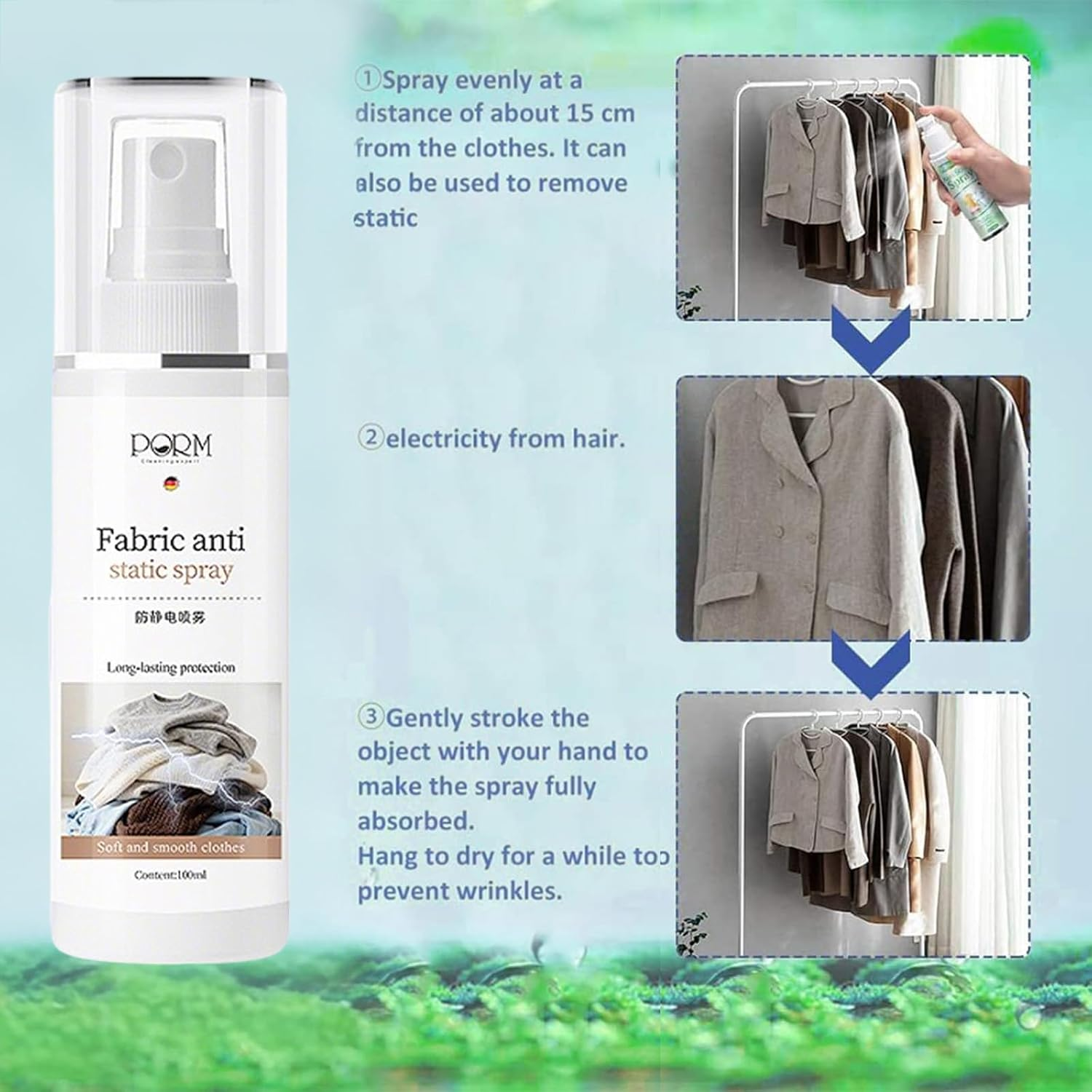 2PCS Wrinkle Release Spray - Instant Crease Release & Static Eliminator with Fresh Scent ， On-The-Go Clothing Care - anti Wrinkle Spray/Anti Crease Spray image number 4