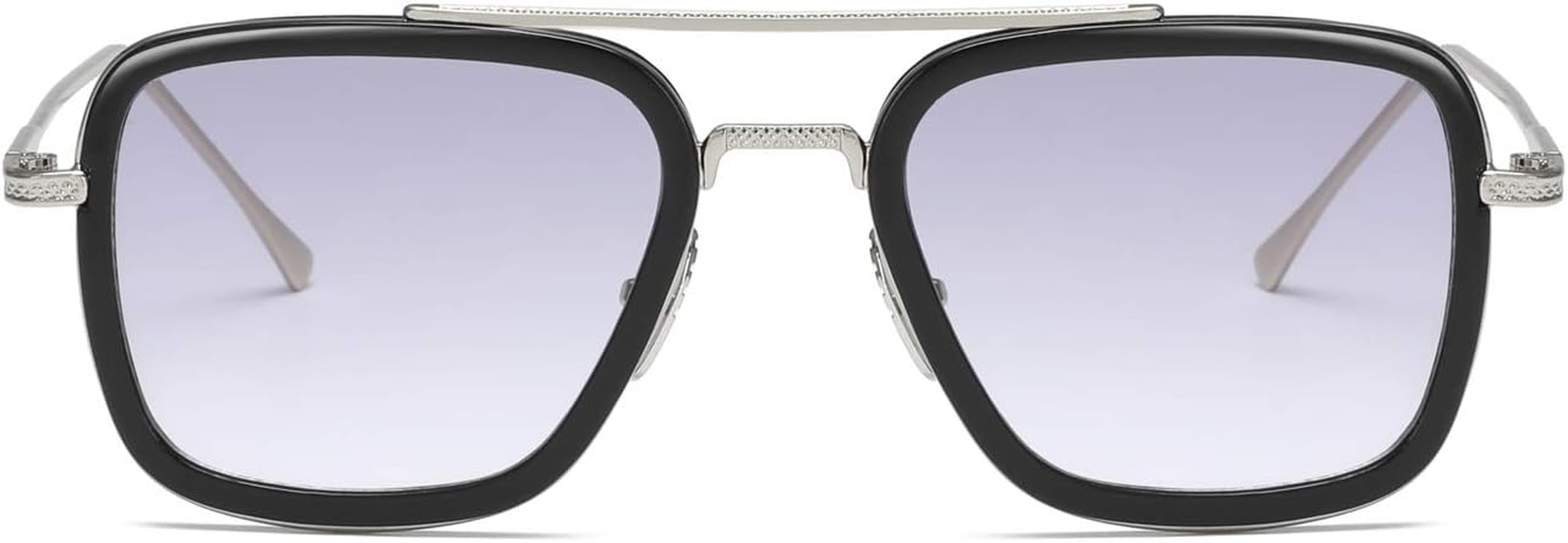 Aisswzber Tony Stark Sunglasses Vintage Square Metal Frame for Men Women -Iron Man and Spider-Man Vintage Sun Glasses - Blue image number 2