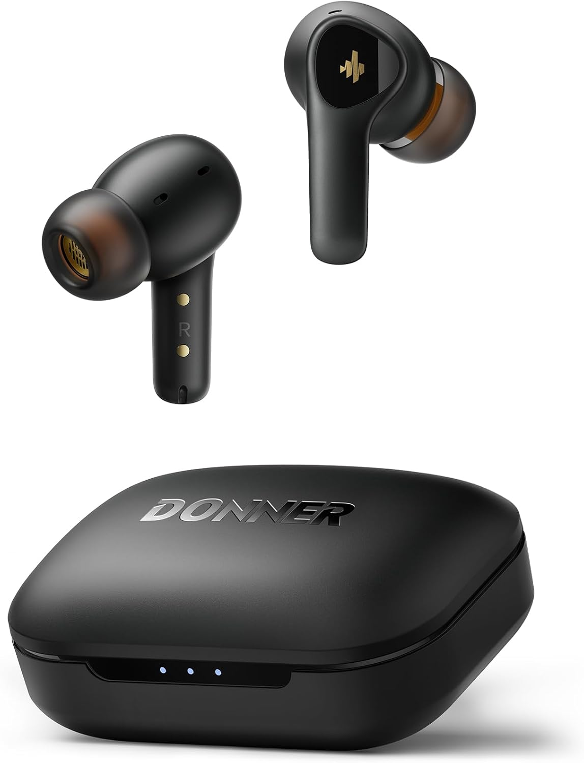 Donner Bluetooth Headphones with Noise Cancellation, In-Ear Headphones Wireless with 12 Mm Audio Driver, Intense Bass, Noise Cancelling Headphones with 4 Microphones, 32 Hours Battery, Bluetooth 5.2,