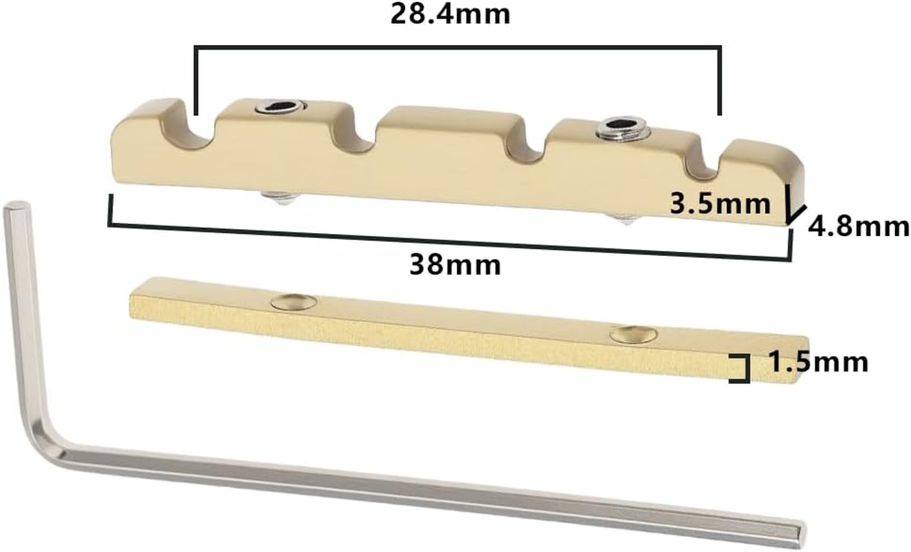 1Pc 4 String Bass Guitar Nut 38Mm Adjustable Height Bell Brass Nut Split Regulation Bass Guitar Nut for Jazz Bass 38 X3.5Mm image number 5