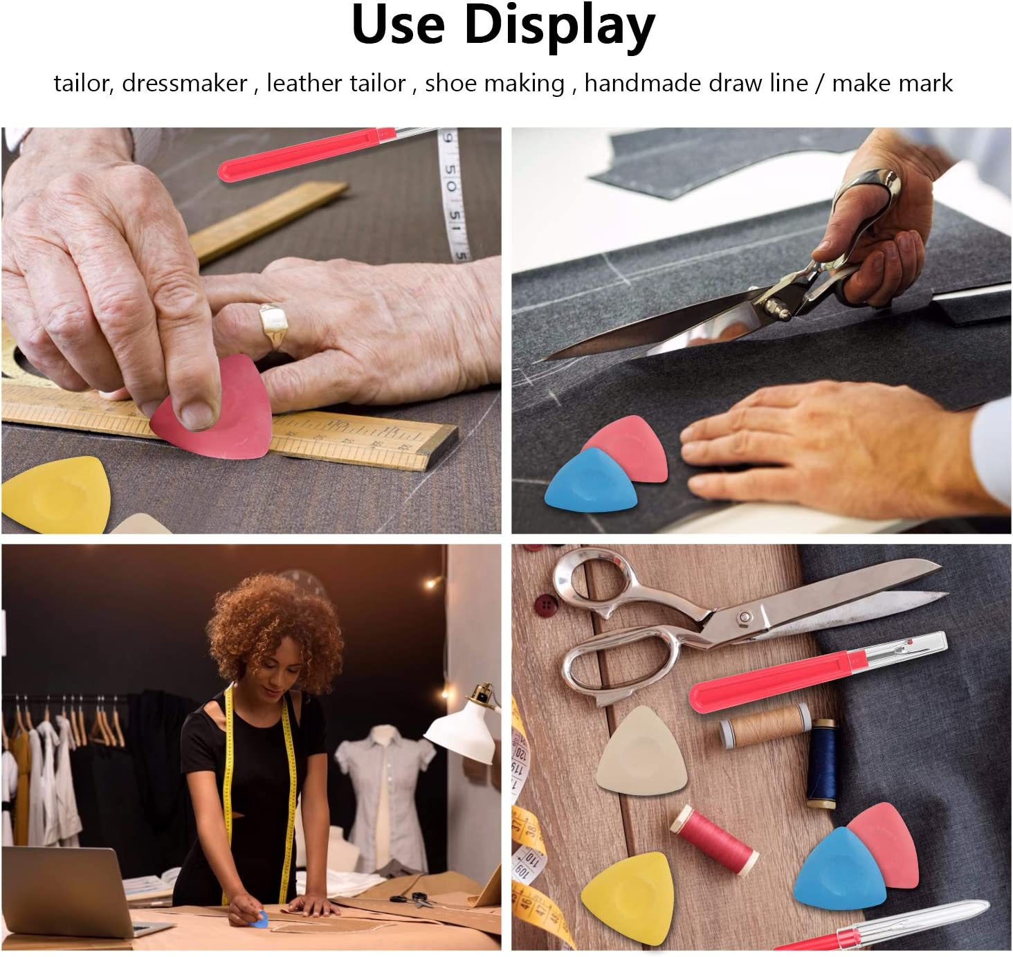 Tailors Chalk,Sewing Fabric Chalk and Fabric Markers for Quilting,10Pcs Tailor&rsquo;S Chalk,4Pcs Heat Erasable Fabric Marking Pens with 4 Refills,3 PCS Sewing Fabric Pencils image number 5