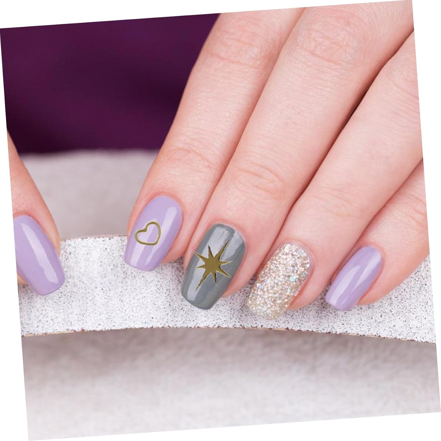 MOTHNUR Gold Nail Art Stickers 10Pcs Mixed Shapes 3D Metallic Manicure Nail Decorations Self-Adhesive for DIY Salon and Home Use Random Style image number 2