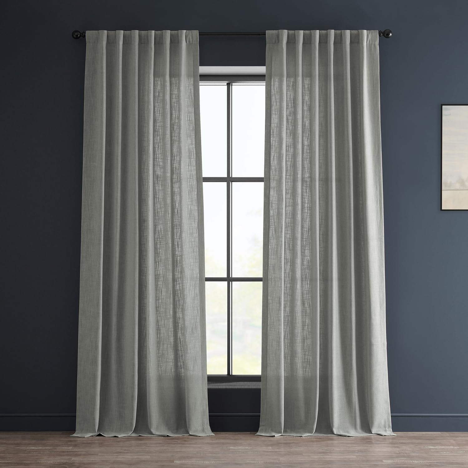 HPD Half Price Drapes Premium Heavy Faux Linen Curtains for Living Room (1 Panel), 50W X 96L Light Filtering Curtains 96 Inches Long Window Curtains for Bedroom, Rice White