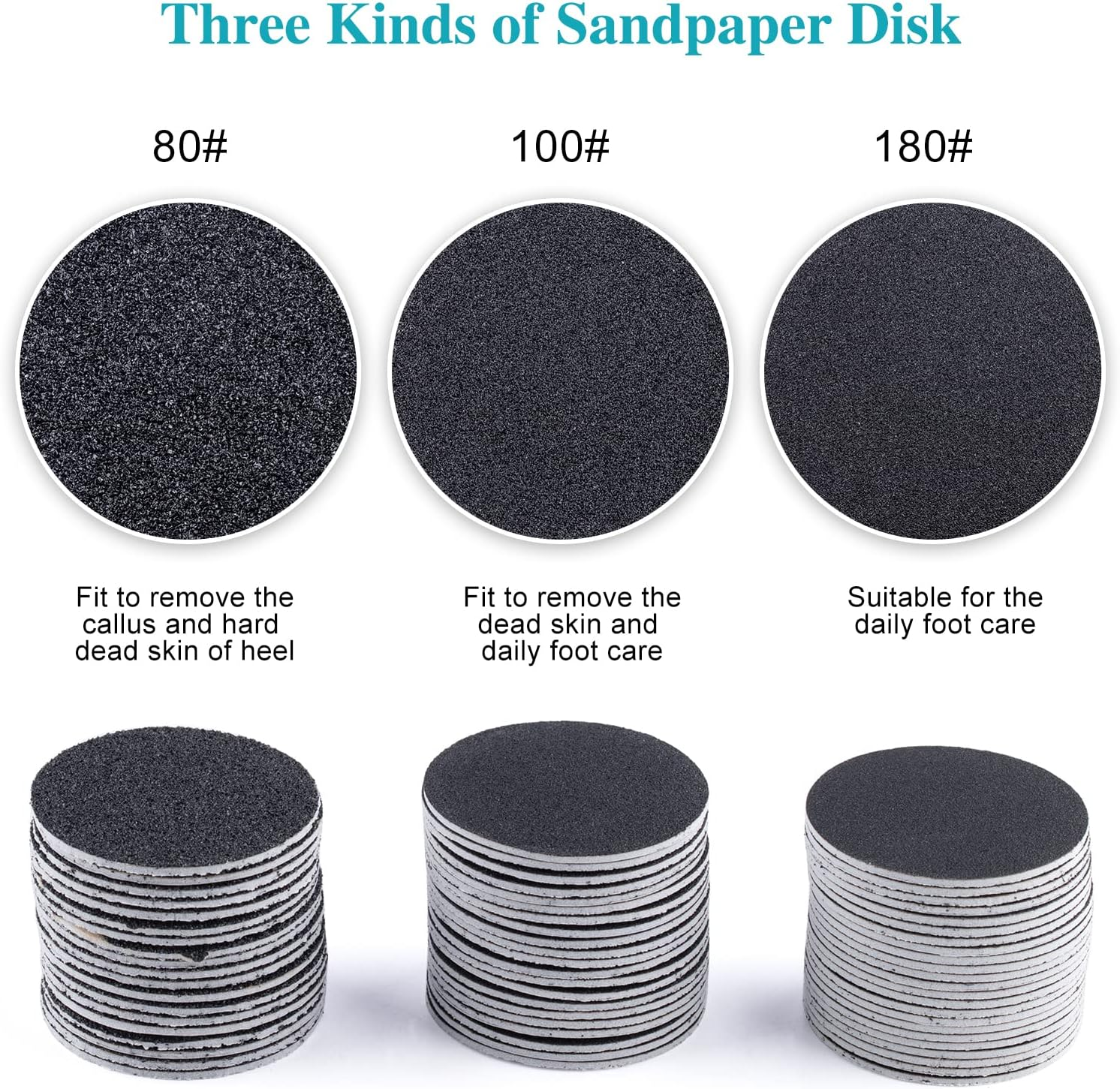 BNG Foot File for Callus Remover, Pack of 60, Foot Sandpaper, 4.2 Cm Replacement Foot Files Pads for Foot Care, Cracked Heels, Hard Dead, #180#80 Mixed image number 6